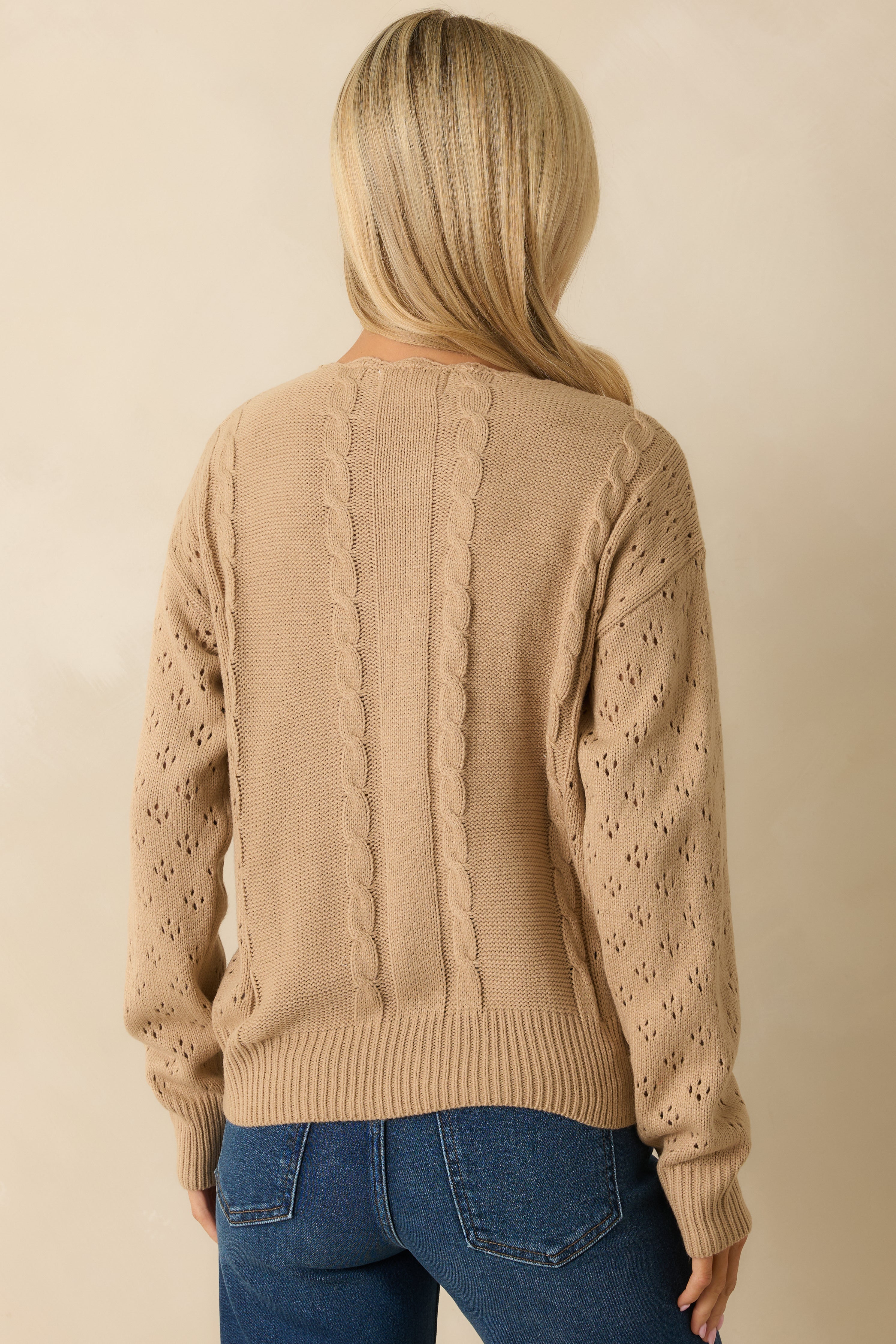 Garden Variety Taupe Floral Knit Button-Up Cardigan