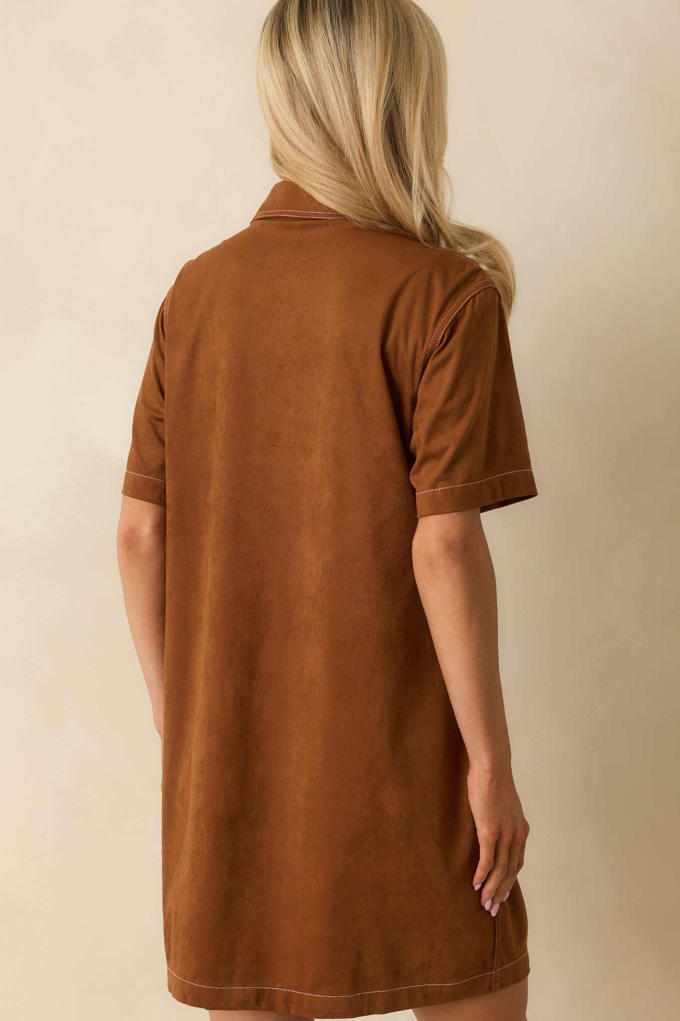 Many Possibilities Cinnamon Brown Button Up Mini Dress