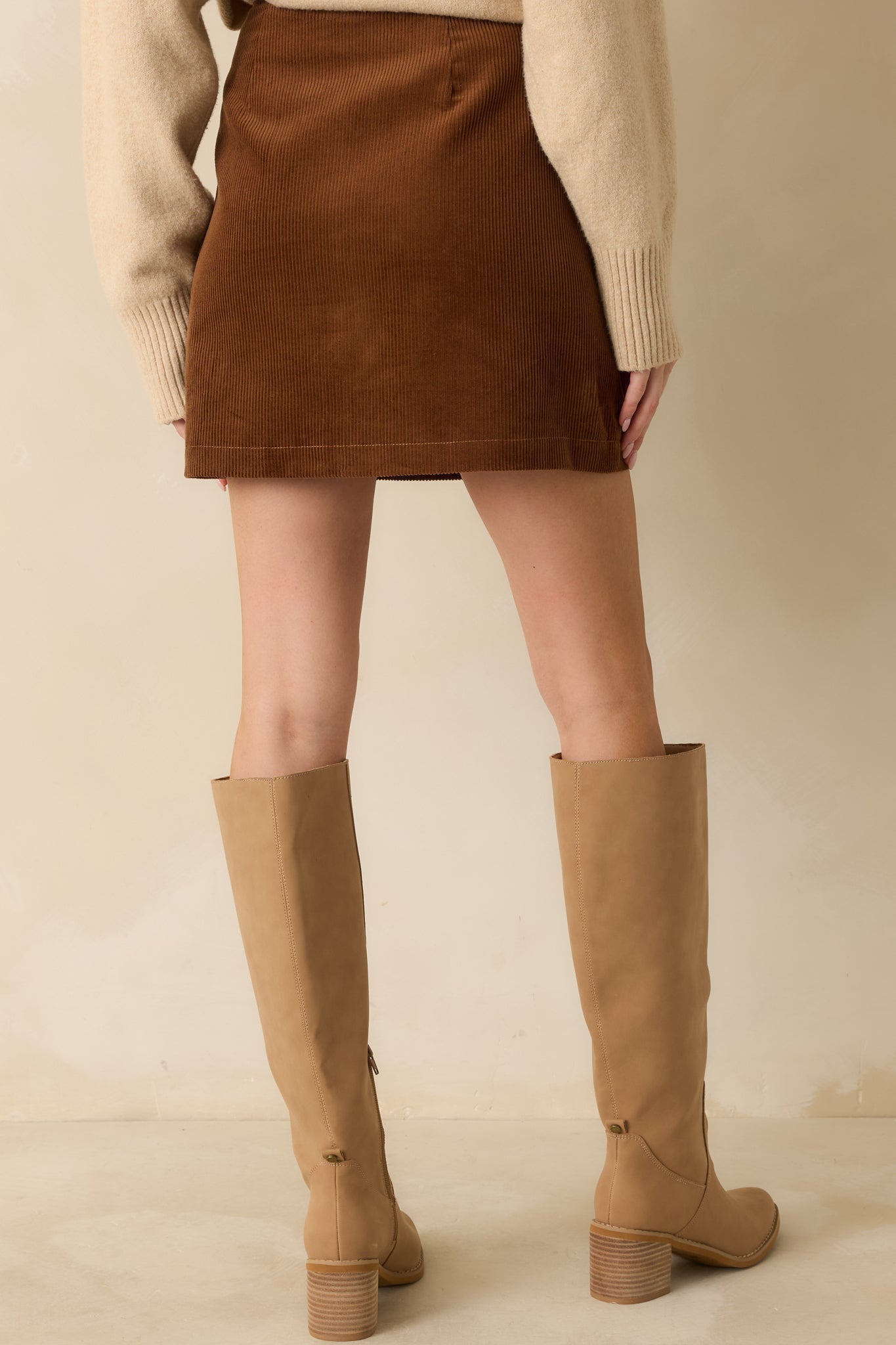 Time Will Tell Cinnamon Brown Cotton Corduroy Mini Skirt