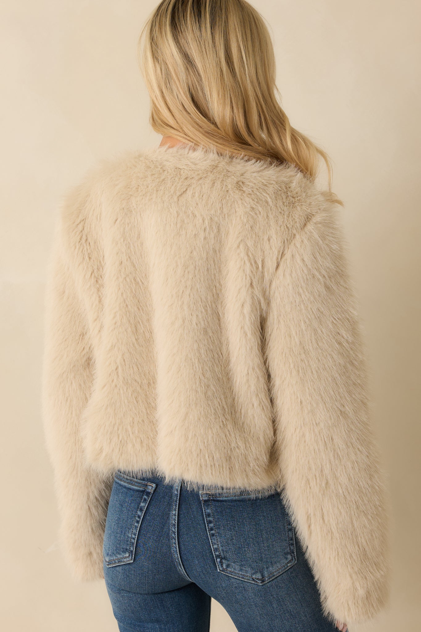 The Luxe Life Cream Faux Fur Cropped Jacket