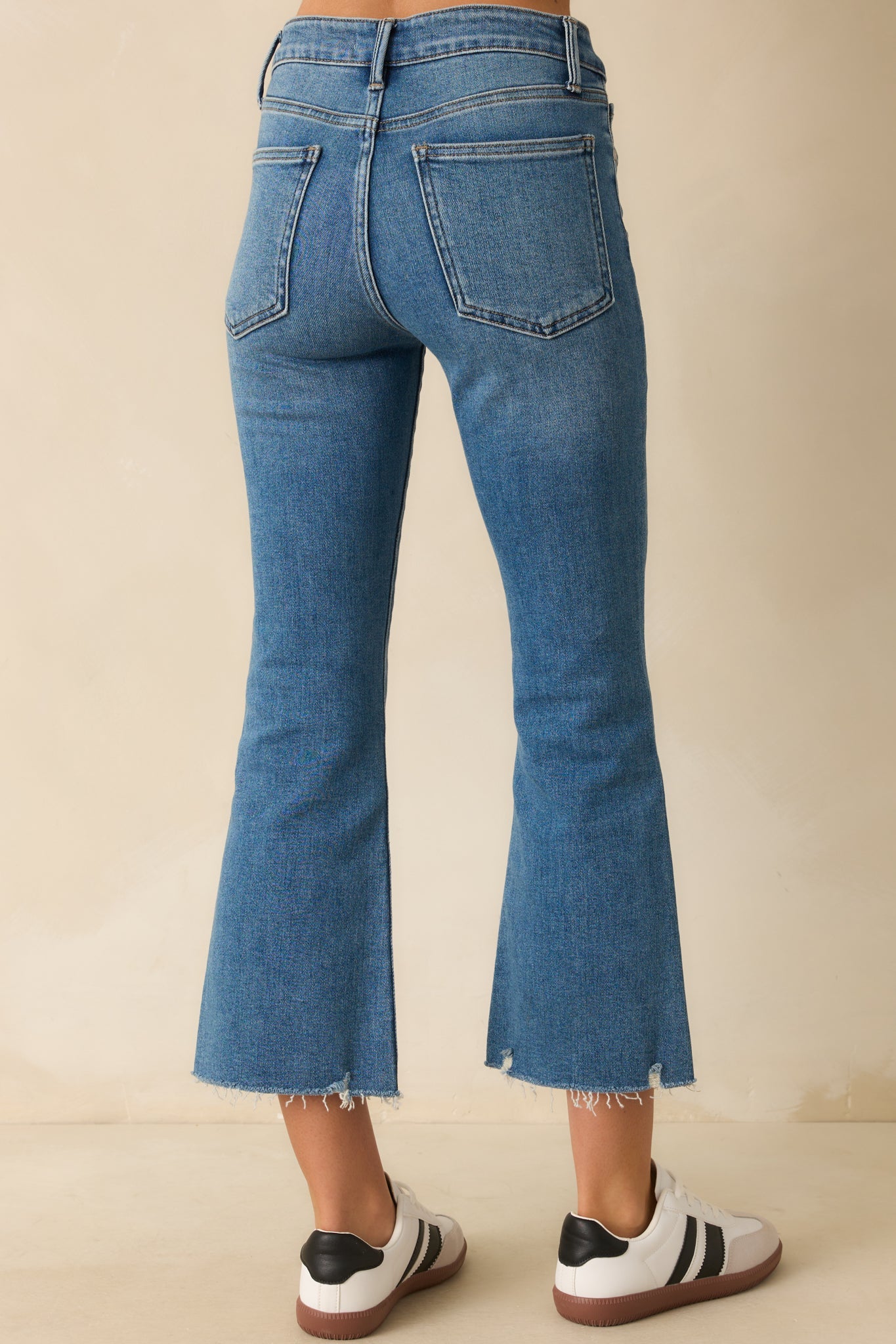 Terrific Timing Medium Wash Cropped Flare Jeans