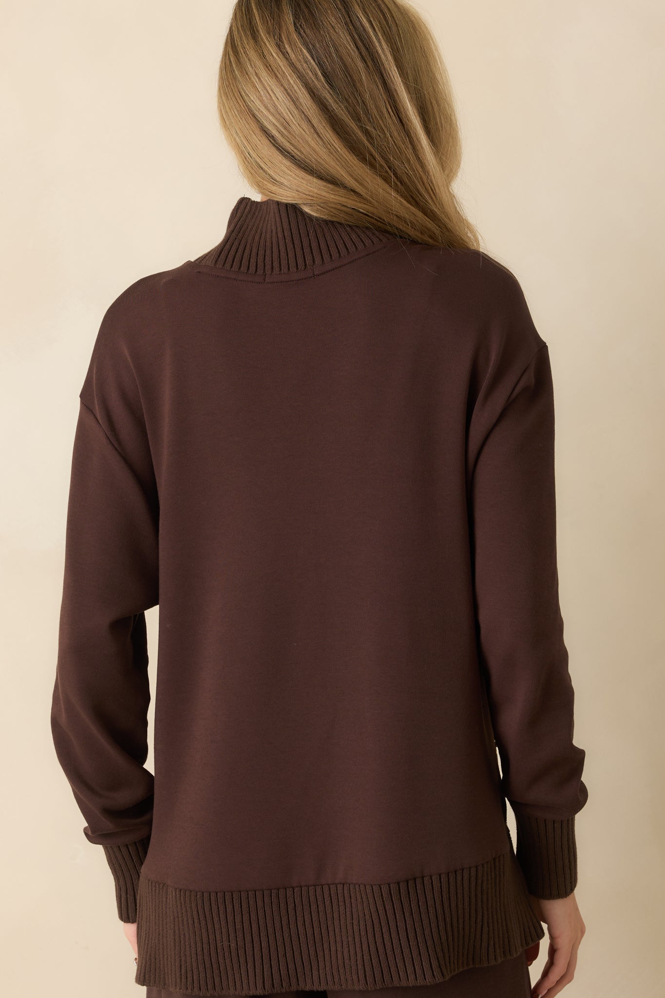 Z Supply Dark Brown Sable Luxe Mock Neck Top