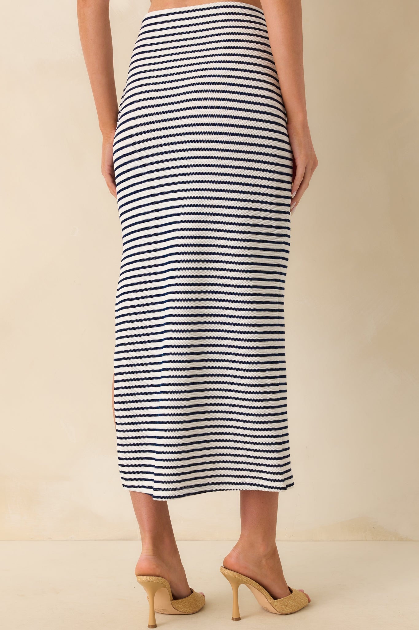 Z Supply Navy Knit Ainslie Stripe Midi Skirt