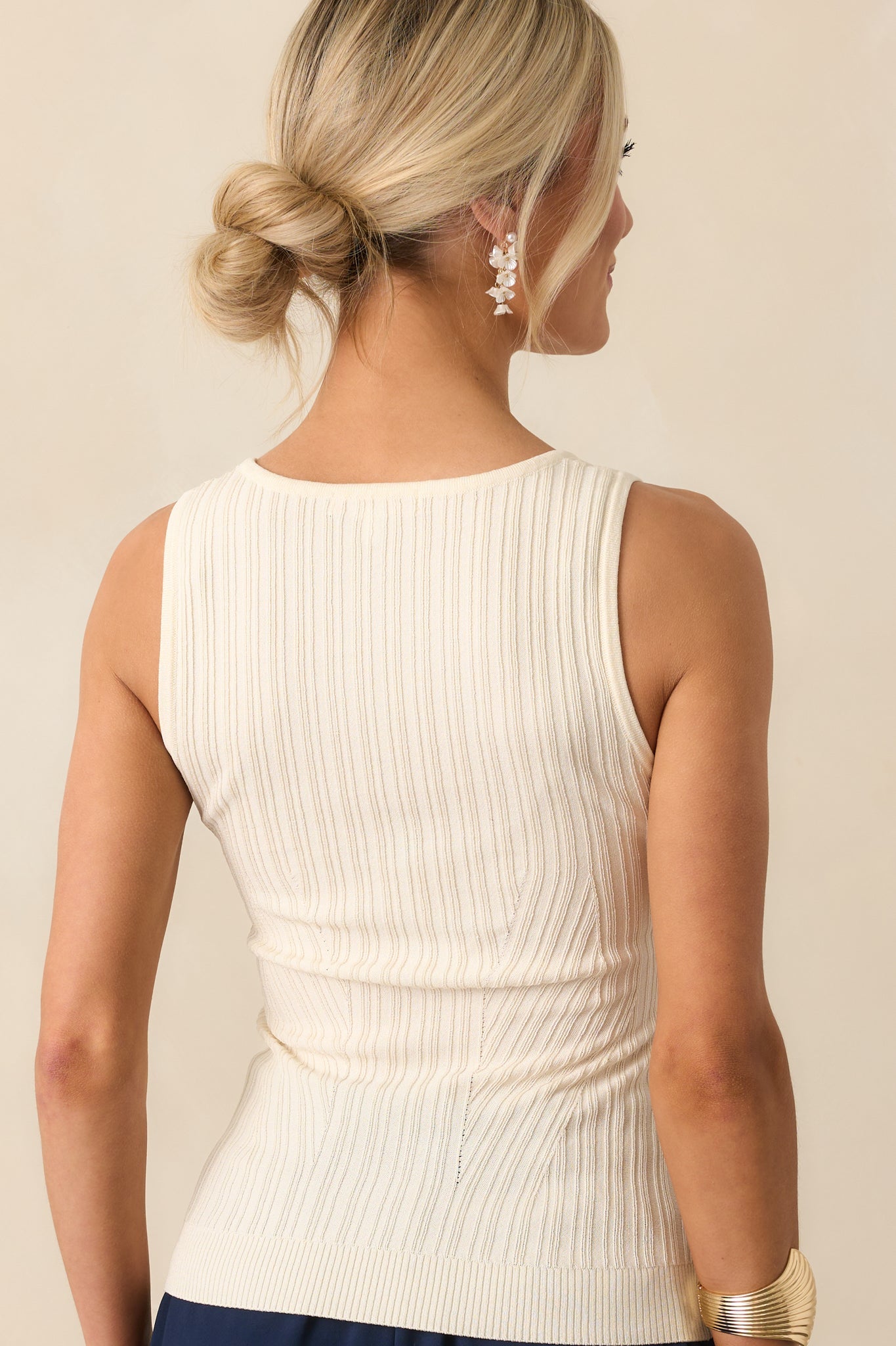 It's All Coming Together Ivory Ribbed Knit Tank Top