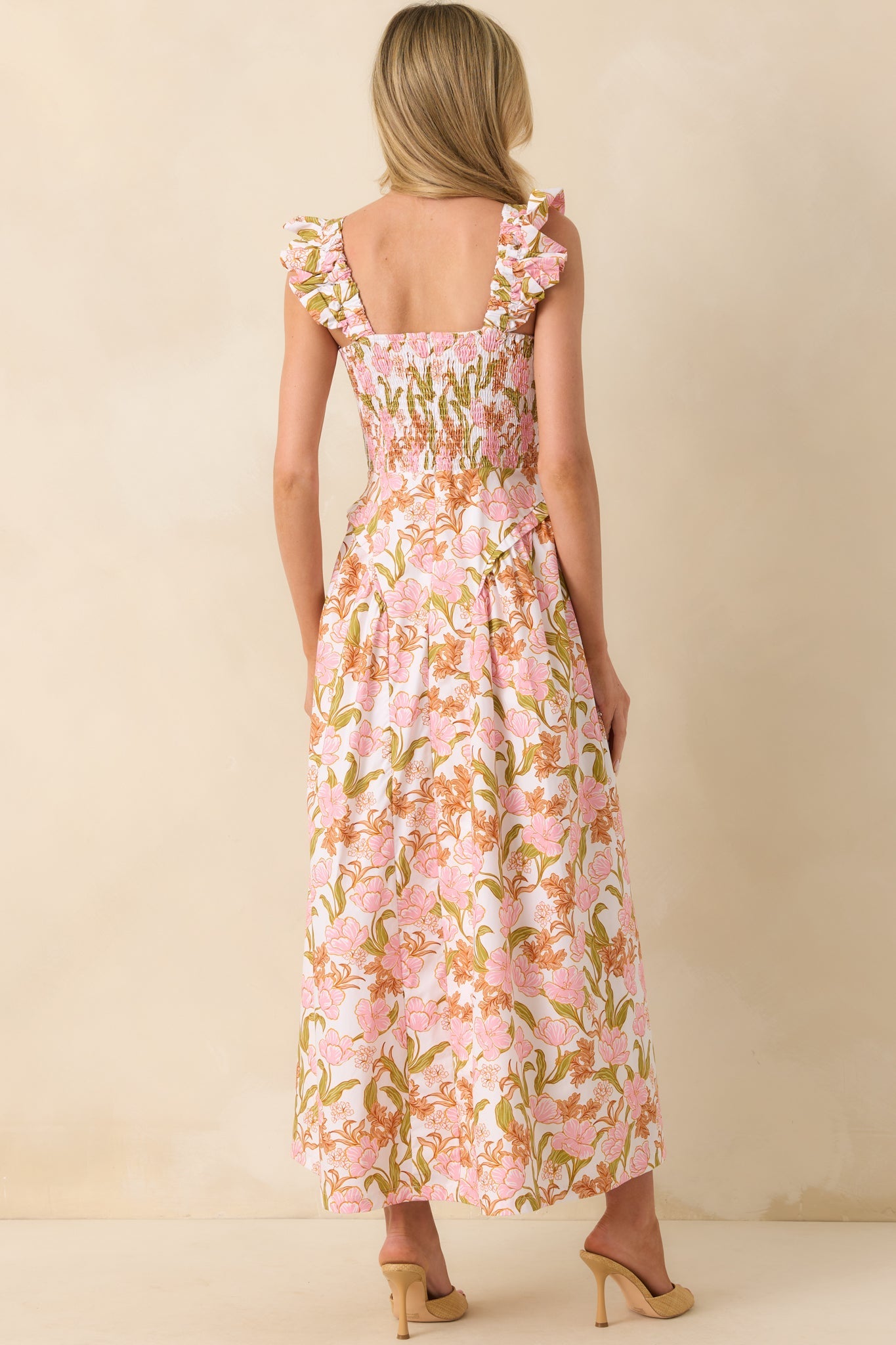 The Main Event Pink Floral Print Cotton Maxi Shirt Dress