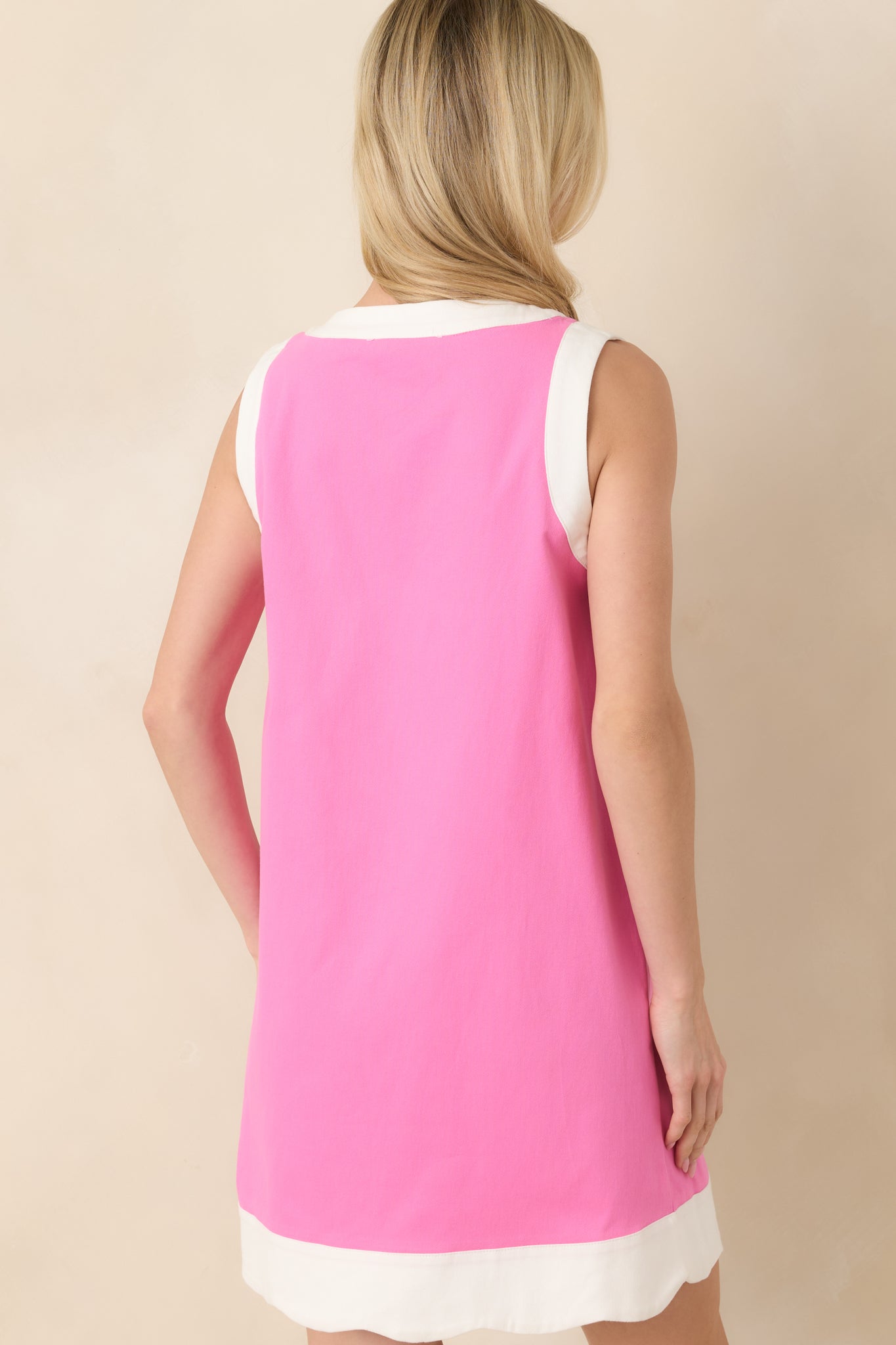 Just Had To Pink Cotton Contrast Trim Sleeveless Mini Dress
