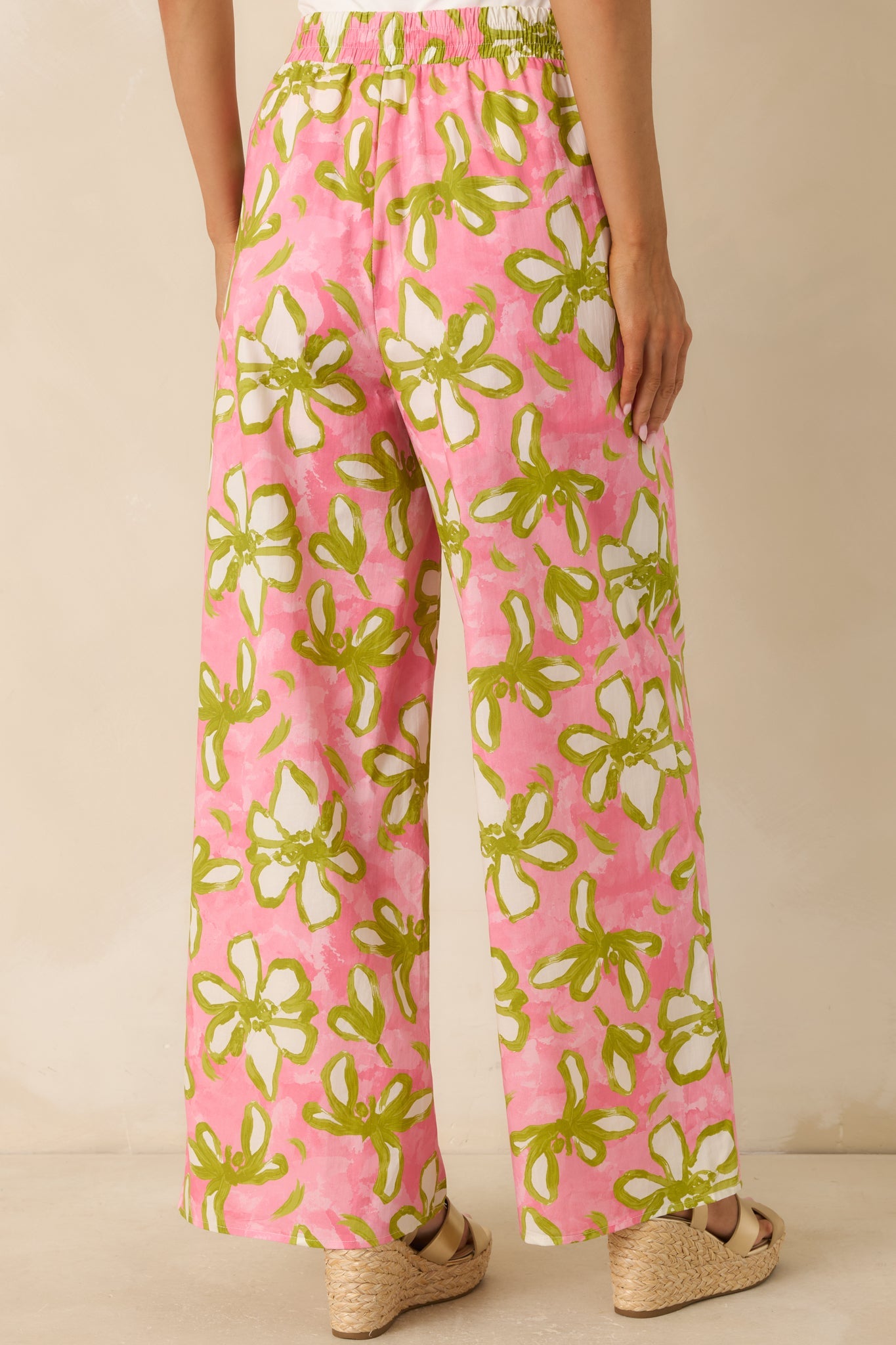 Flower Power Move Pink Floral Cotton Wide Leg Pants