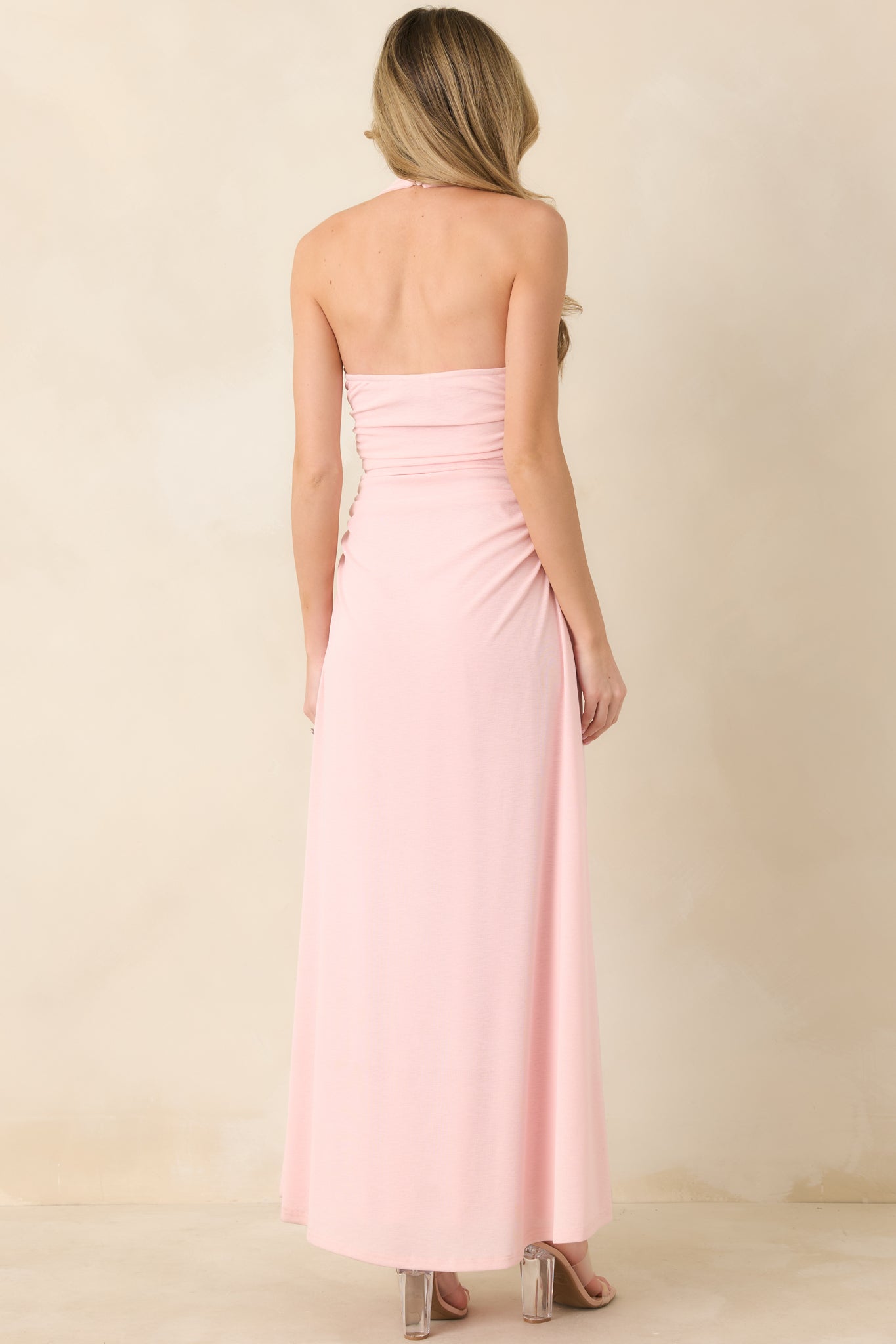 MINKPINK Amelia Soft Pink Halter Midi Dress