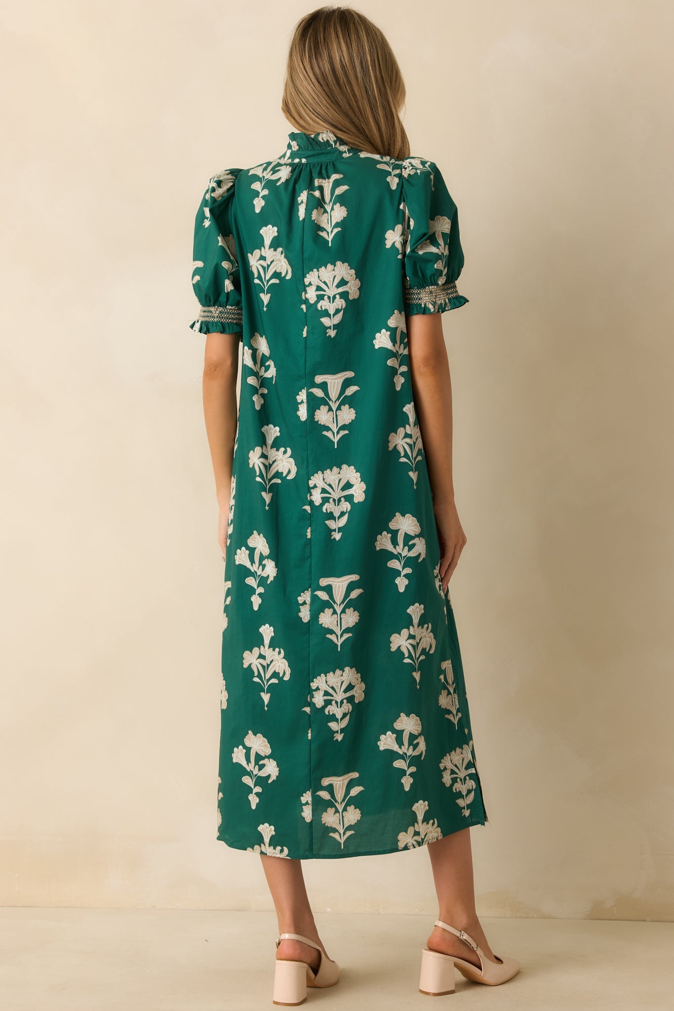 To Say The Least Hunter Green Floral Print Cotton Maxi Dress
