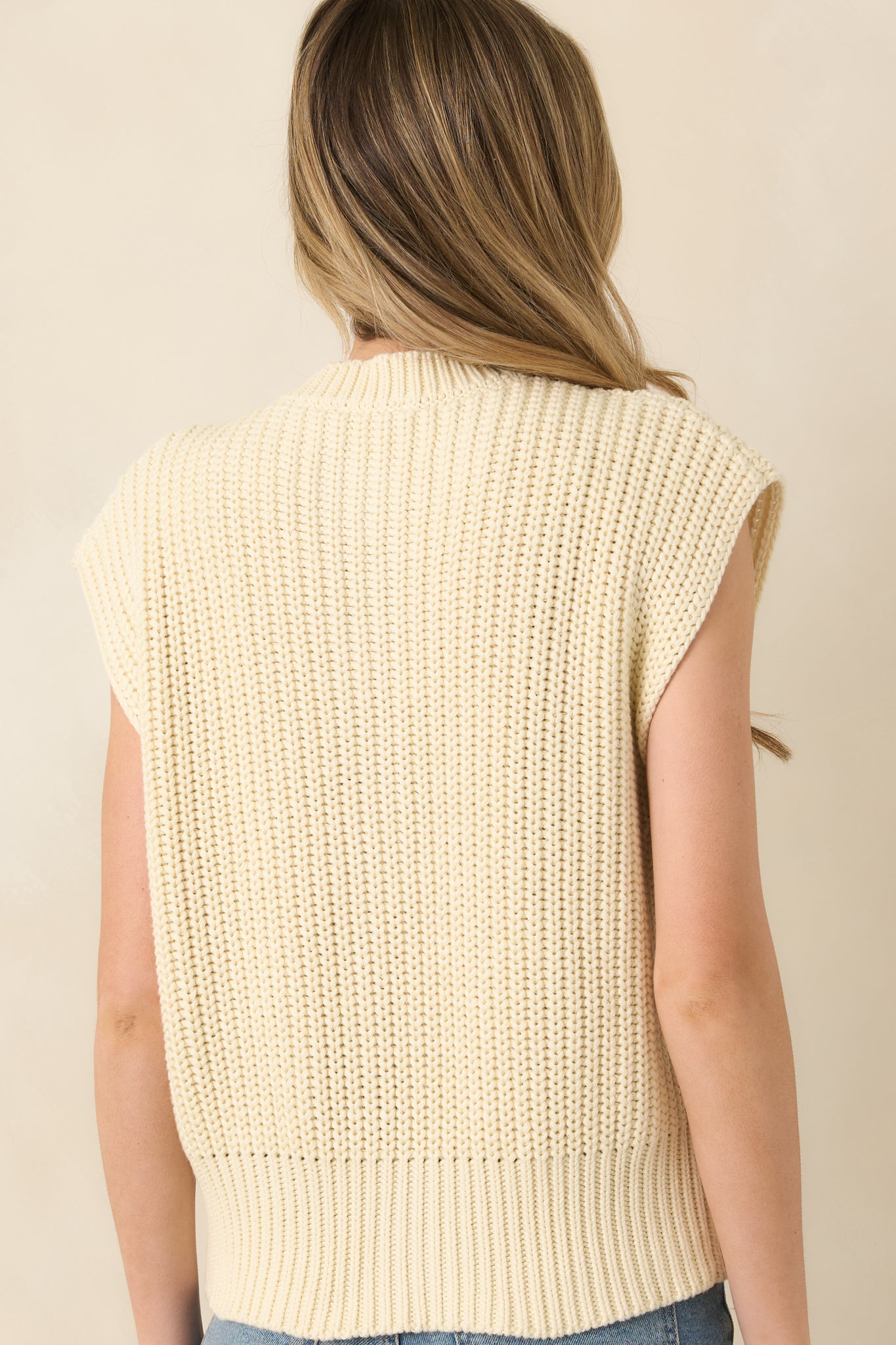 FRNCH Natalie Ivory Cotton Knit Button Front Cardigan