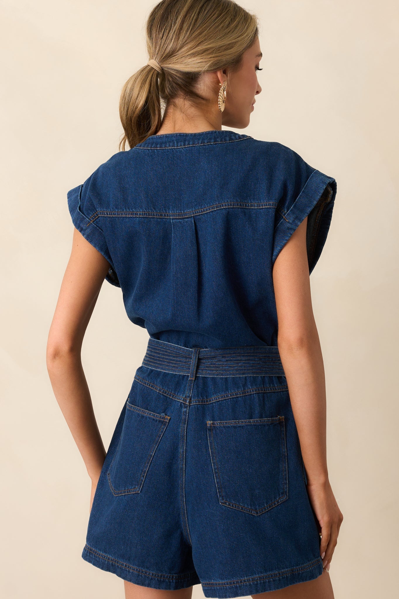 The Road Less Traveled Dark Wash Denim Romper