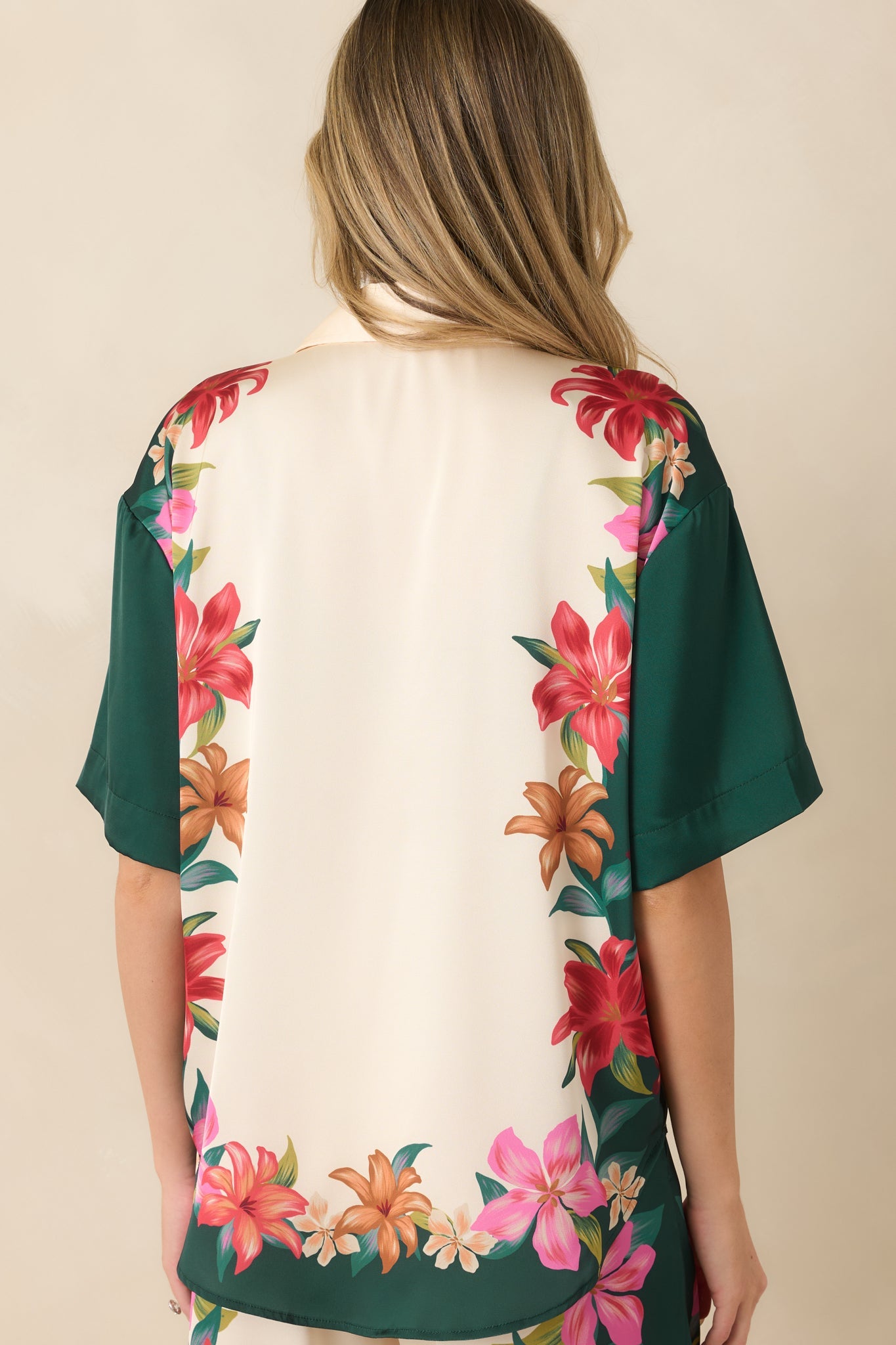 Z Supply Lani Kiwi Teal Multi Floral Button Up Top