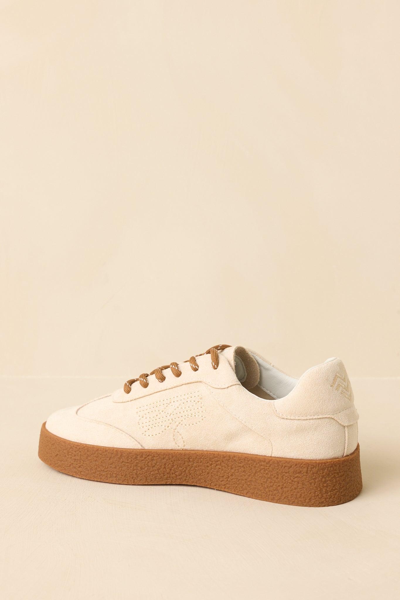 Stand Your Ground Natural Faux Suede Decorative Stitching Lace Up Sneakers