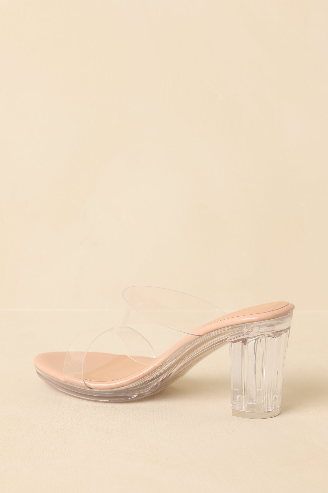 Perfectly Elevated Beige Clear Platform Block Heels