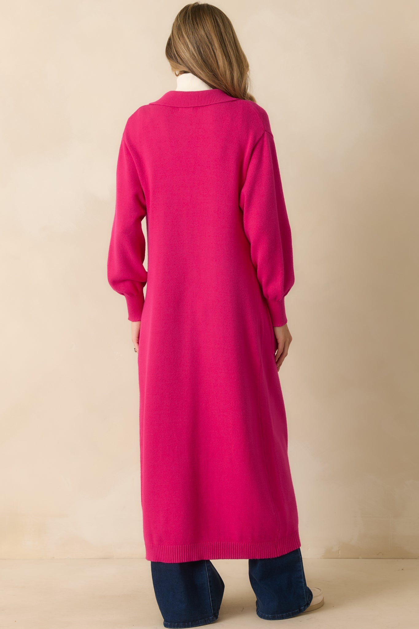 Shopping Around Hot Pink Longline Cardigan