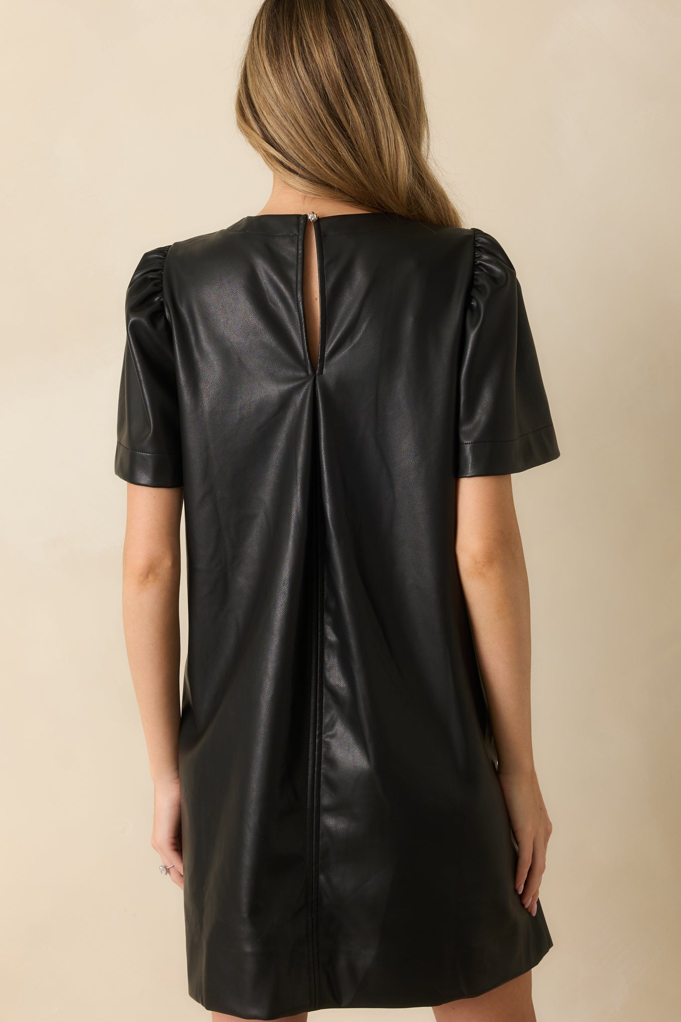 Rule Breaker Black Faux Leather Short Sleeve Mini Dress