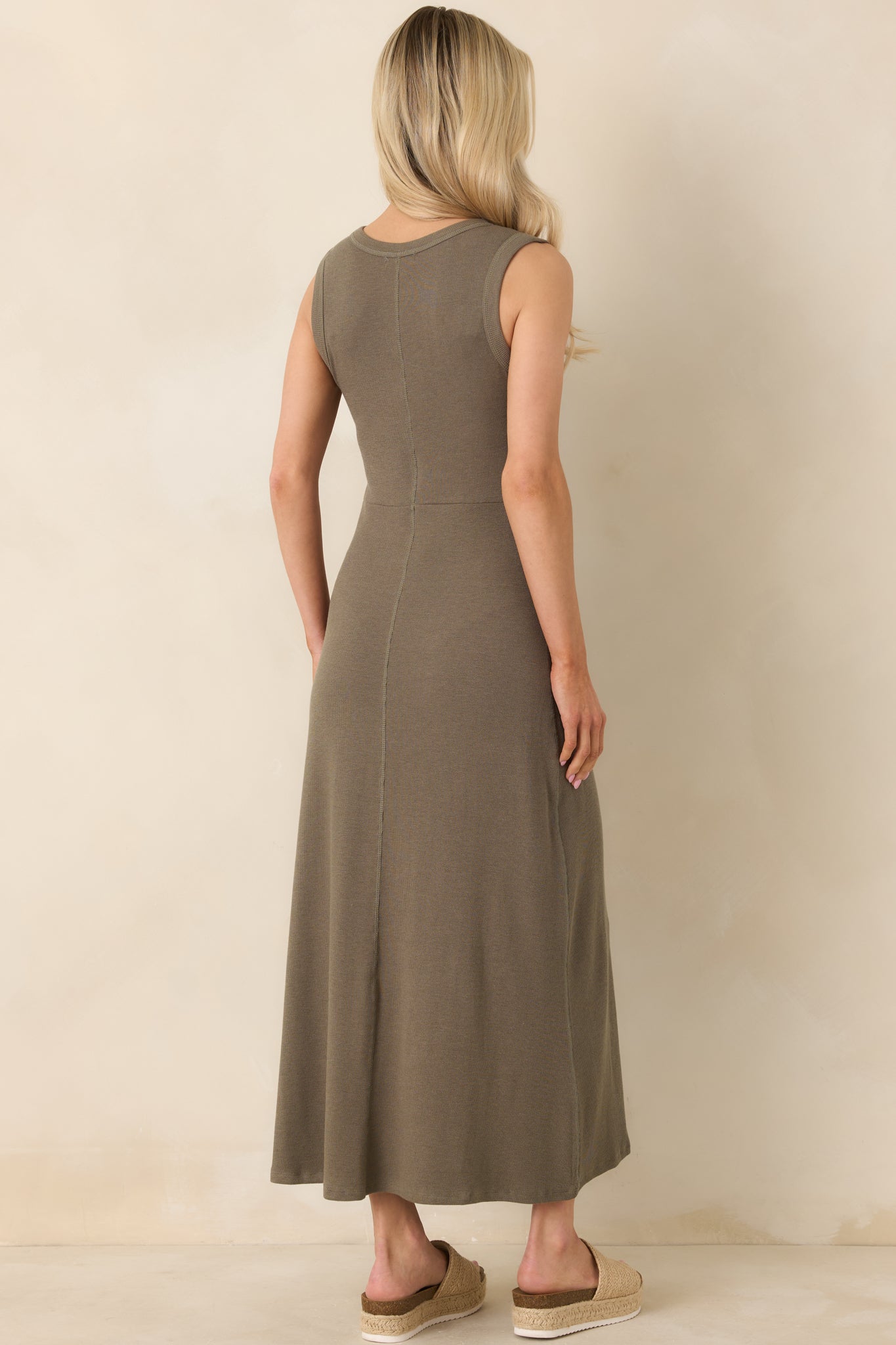 Z Supply Khaki Green Linden Slub Rib Maxi Dress