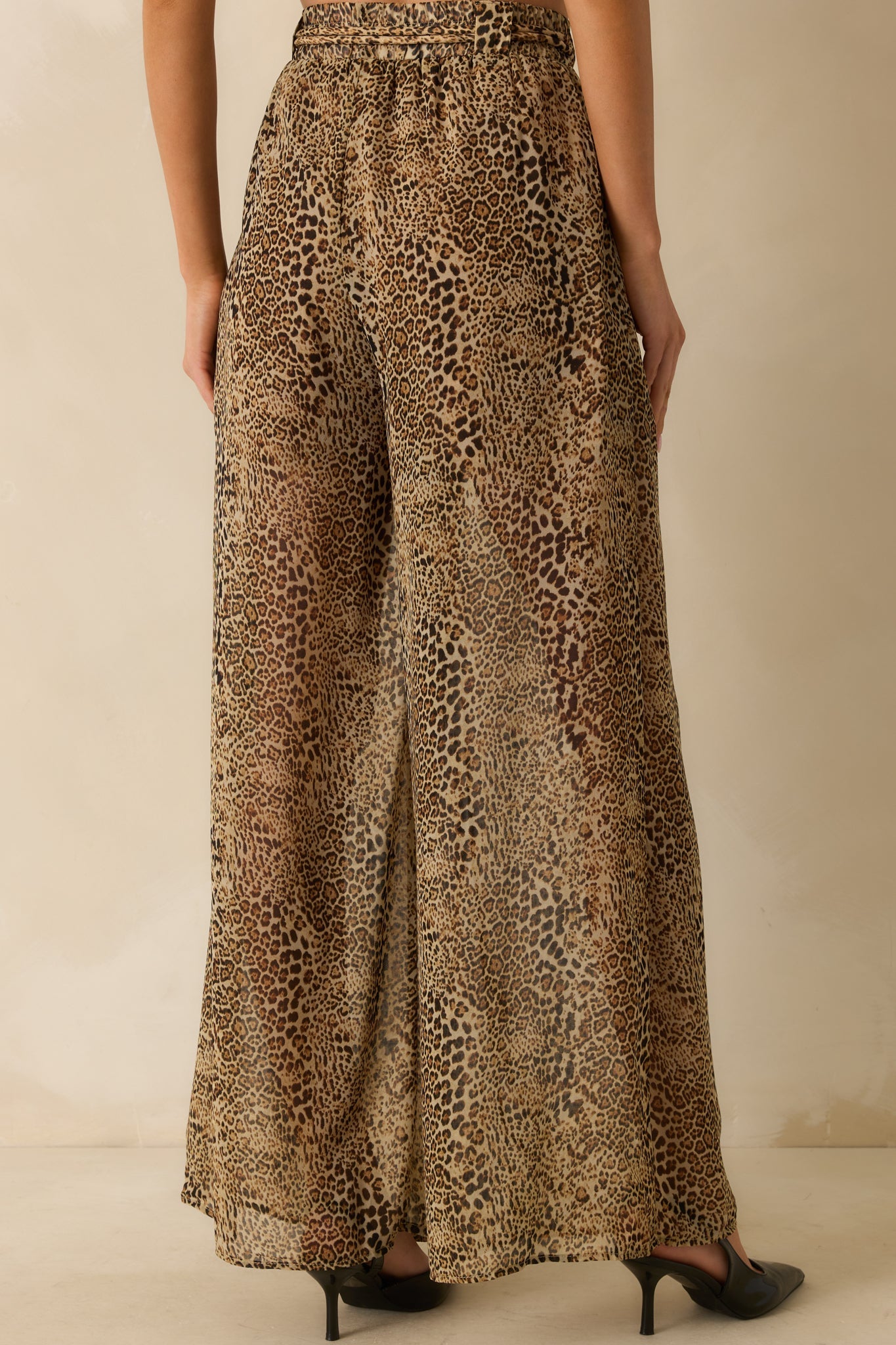 Take The Chance Brown Leopard Print High Waisted Wide Leg Pants