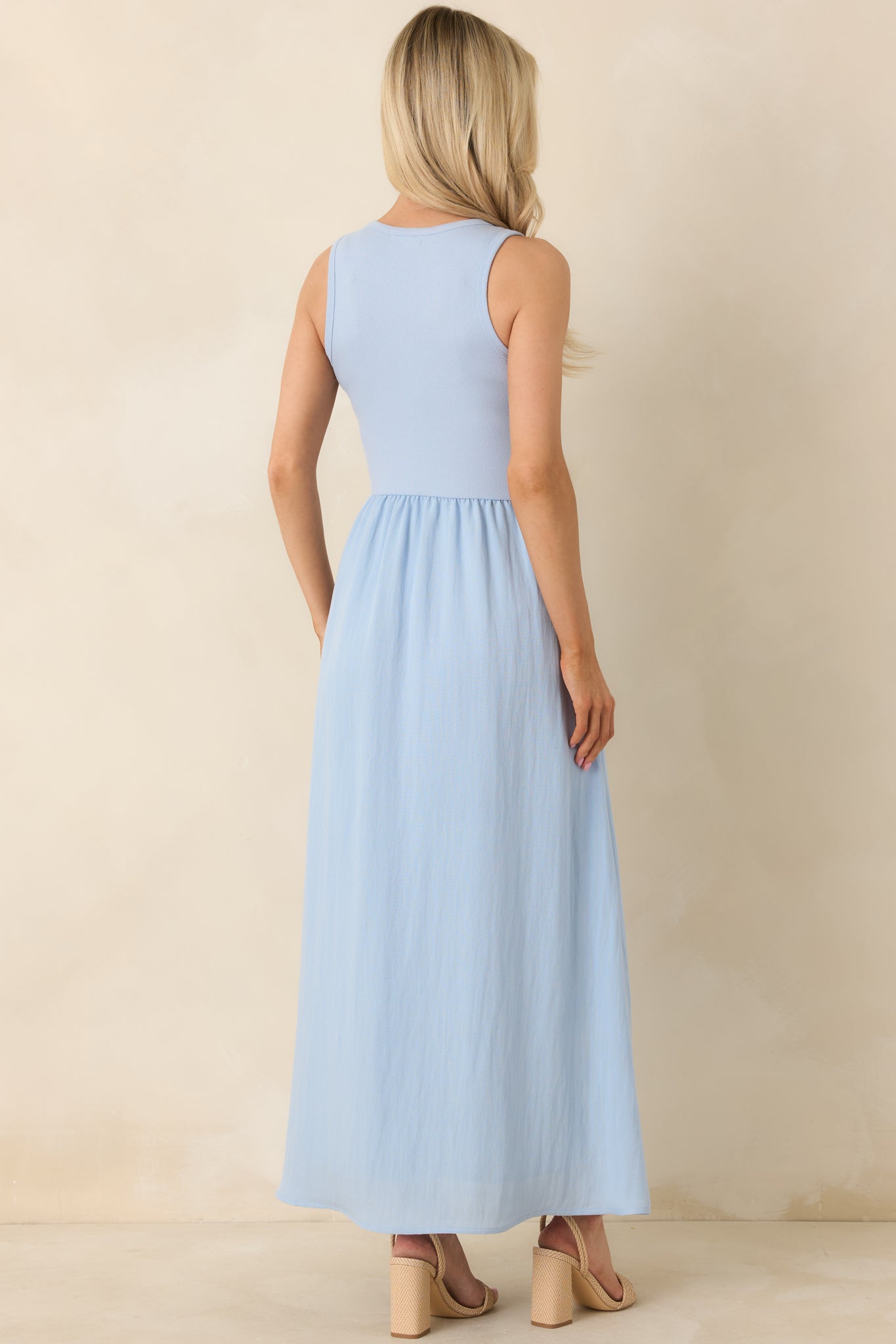 Z Supply Light Blue Charlotte Ribbed Midi Dress