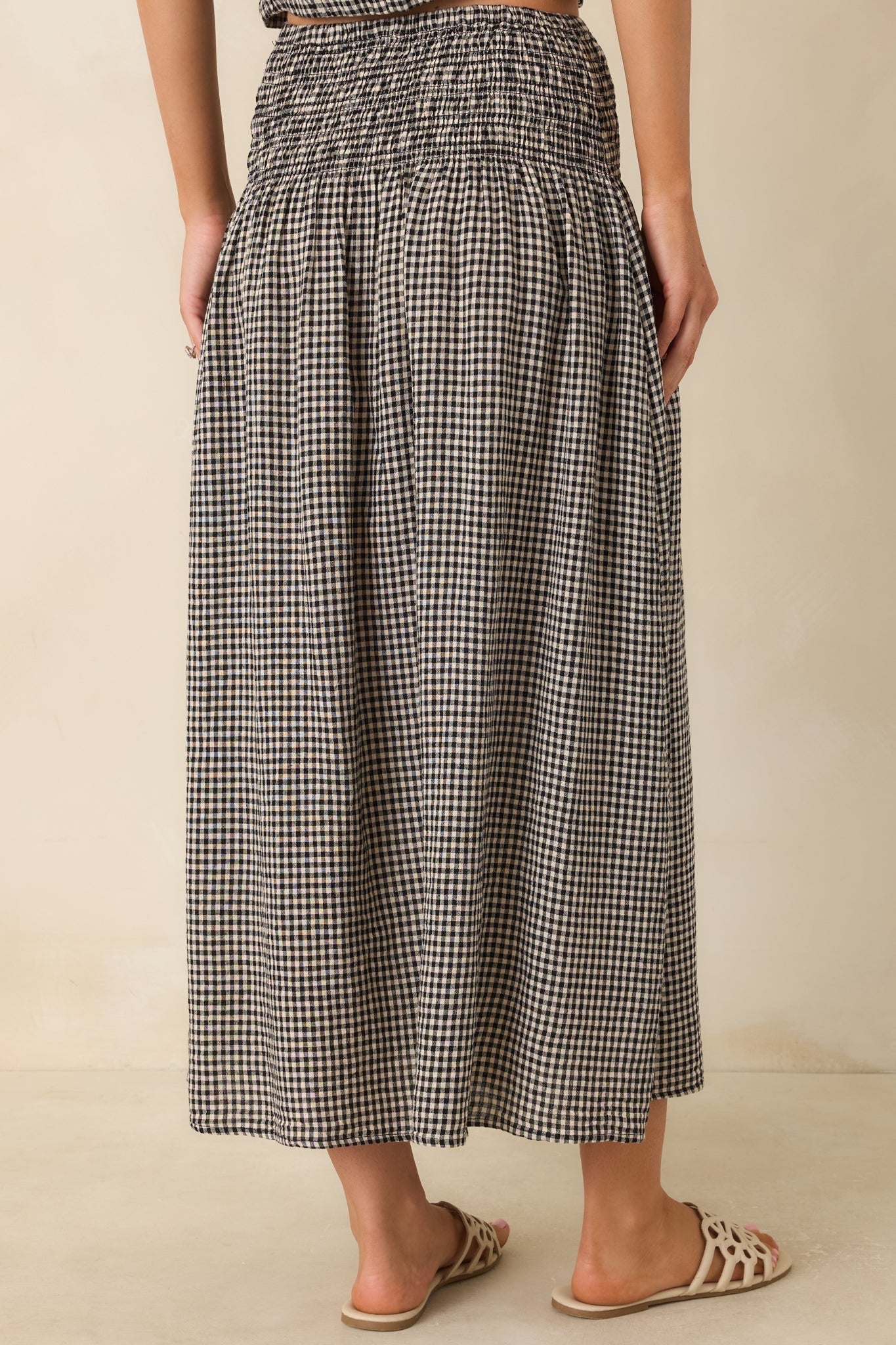 Z Supply Brooke Black Gingham Linen Blend Maxi Skirt