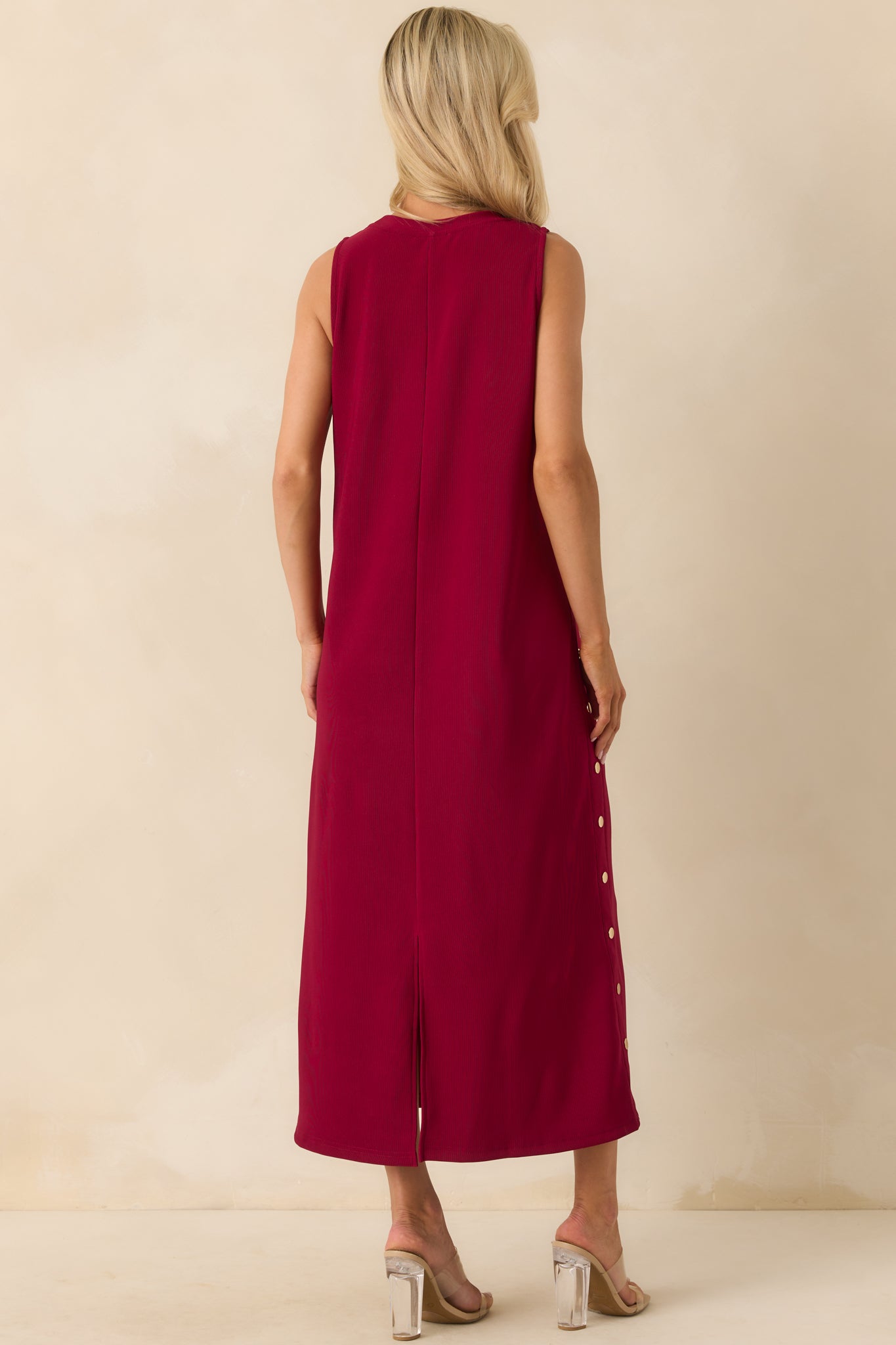 I'm Choosing Happiness Burgundy Sleeveless Maxi Dress