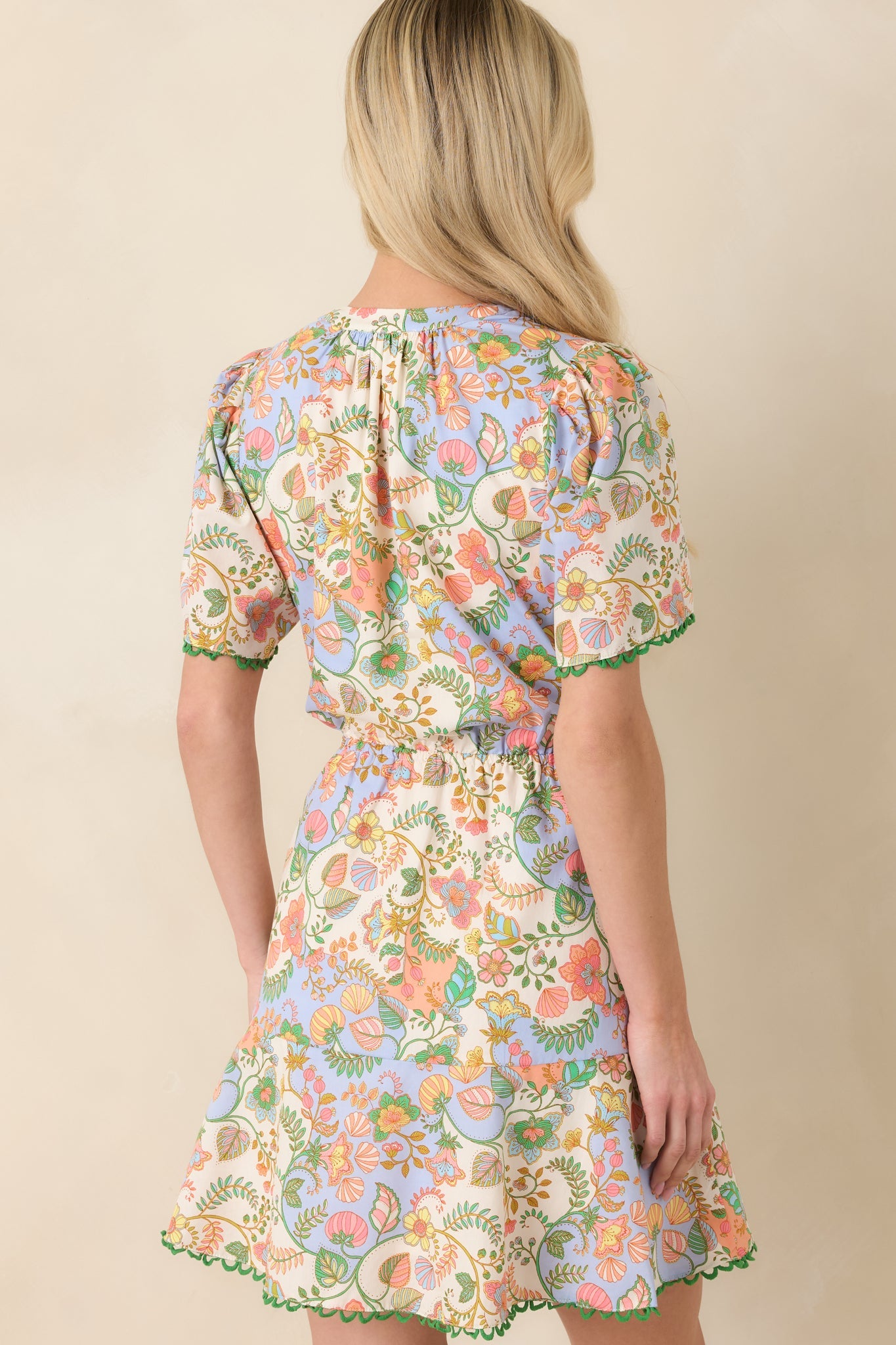 Piece of My Heart Ivory Multi Floral Paisley Cotton Mini Dress