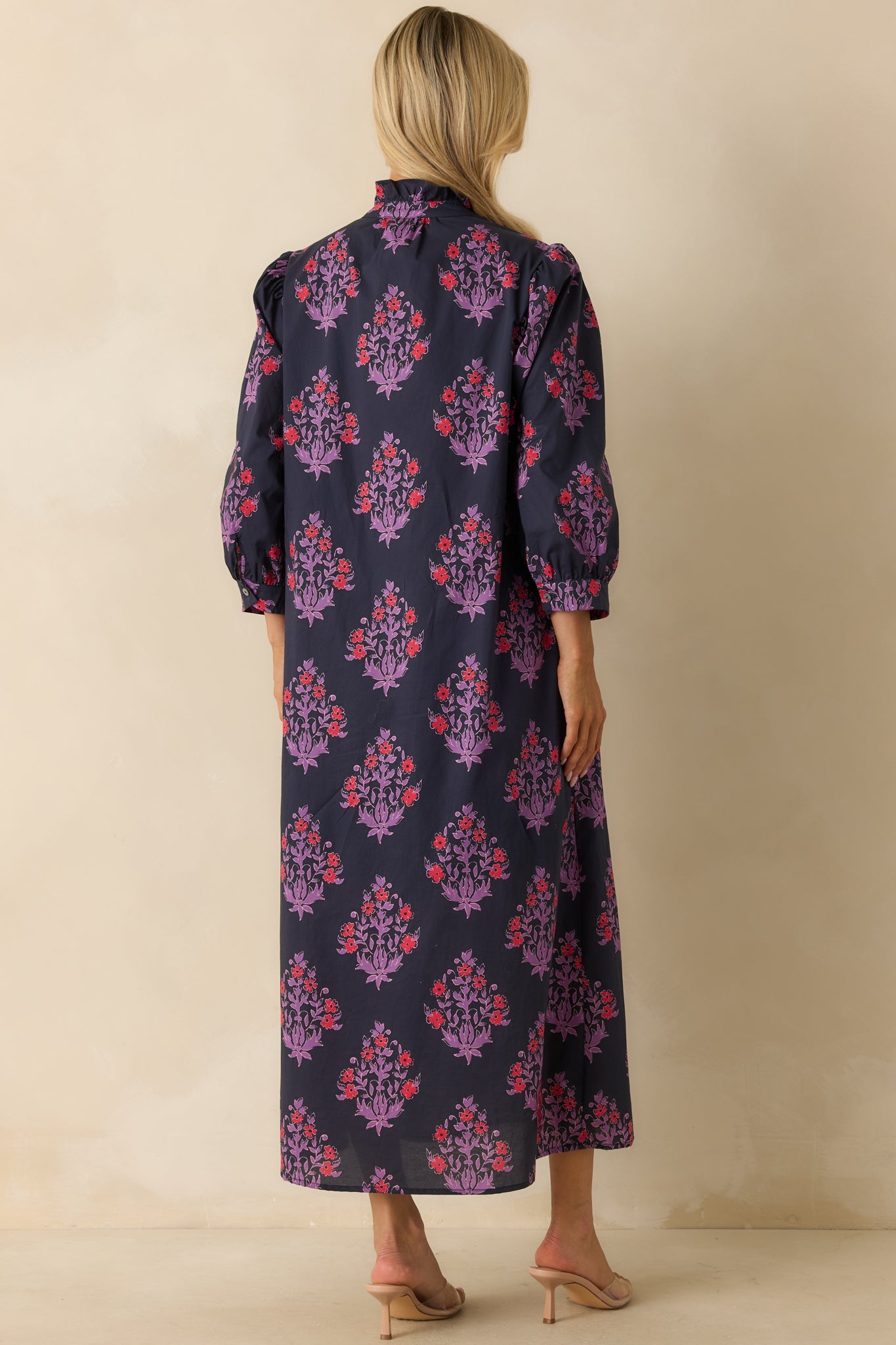You'll See Soon Enough Navy Multi Floral Cotton Maxi Dress