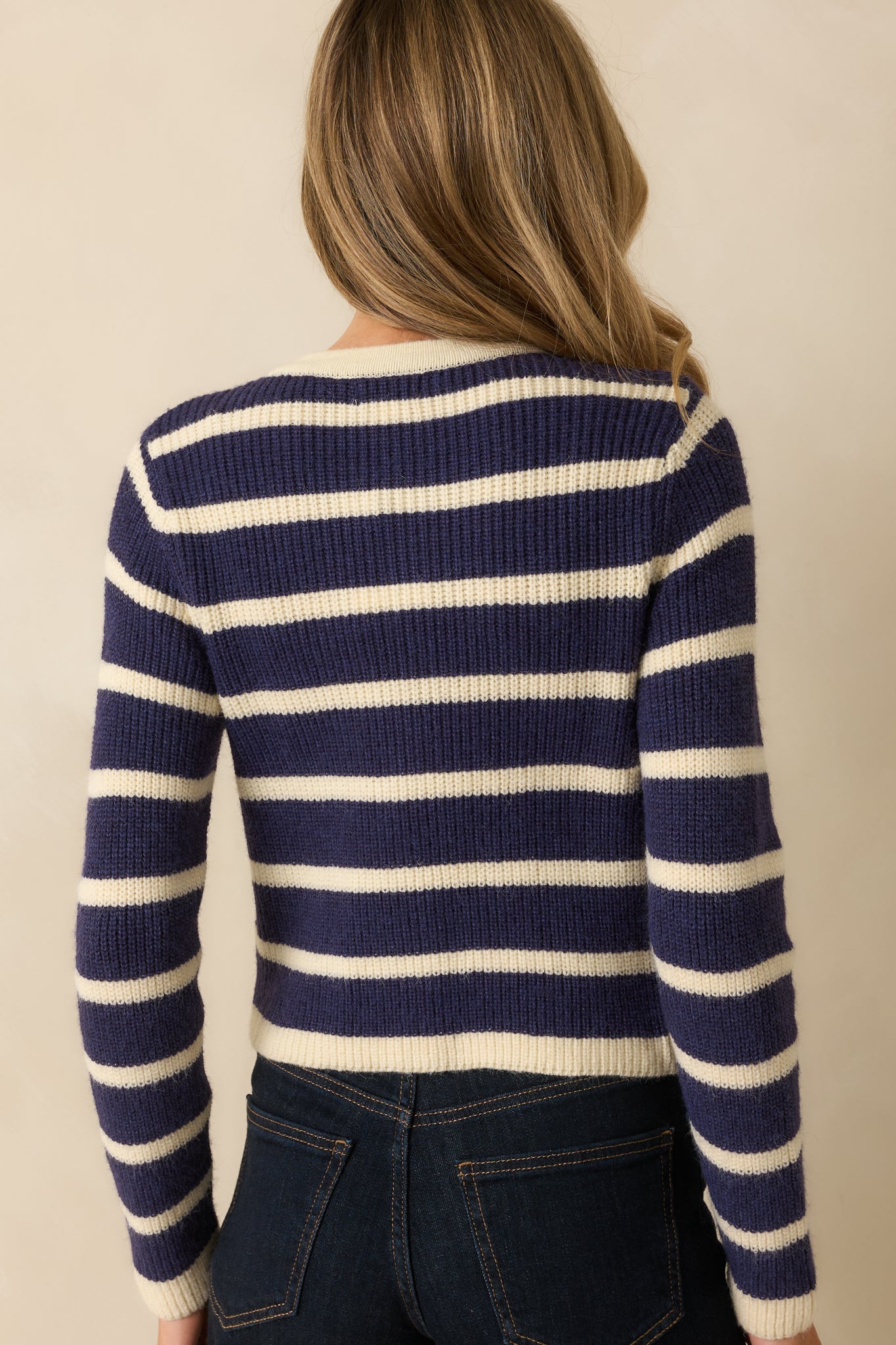 Let's Go Shopping Navy Stripe Button Front Cardigan