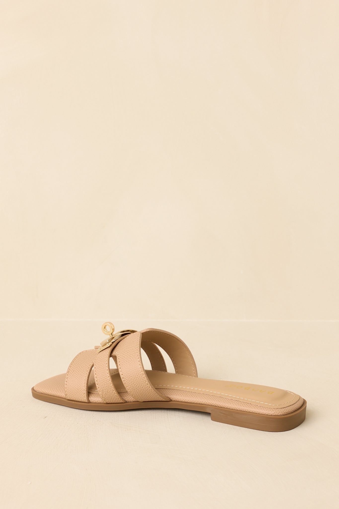 Coastline Classic Beige Faux Leather Slide Sandals