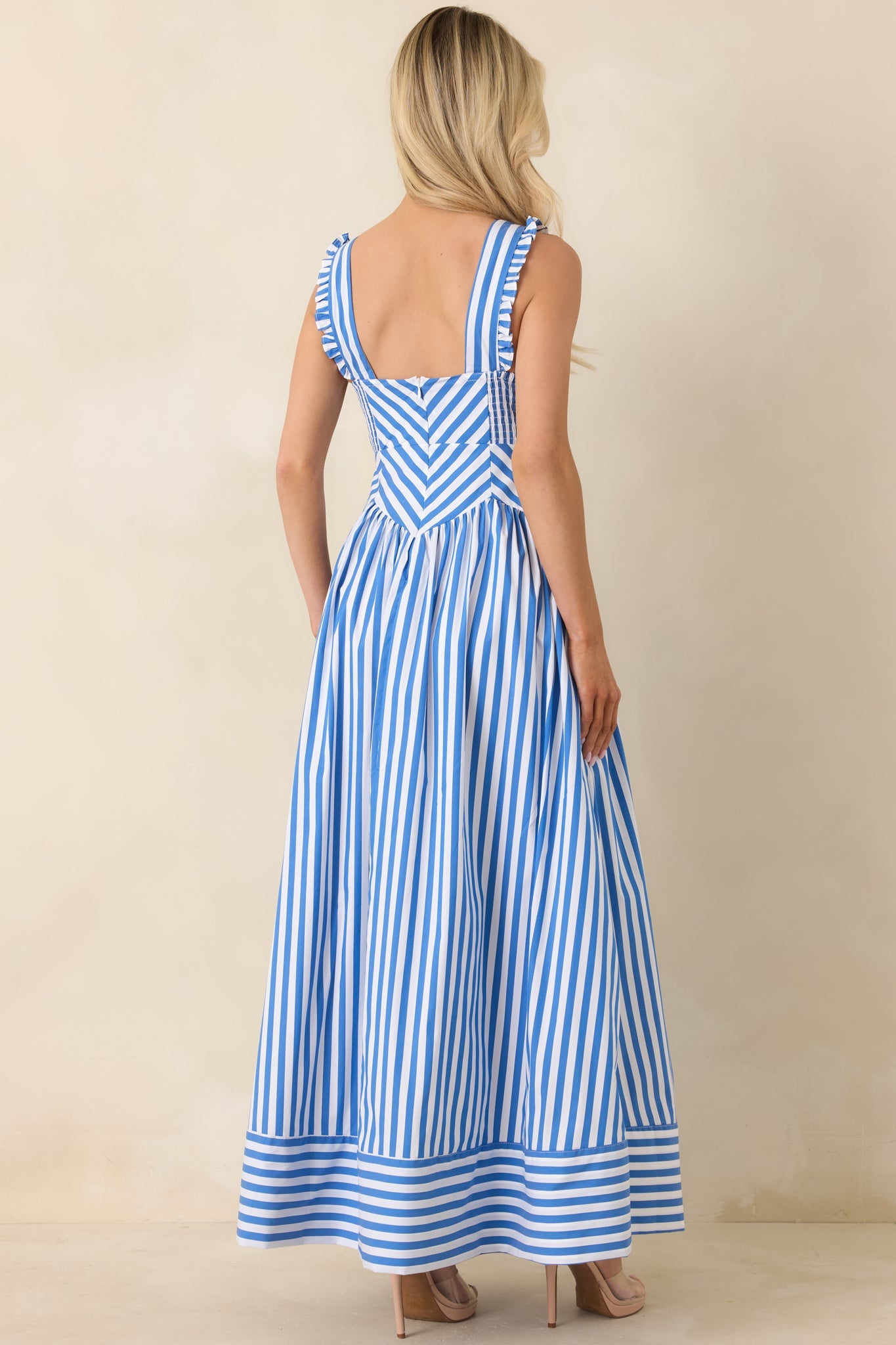 It's a Good Thing Blue Stripe Cotton Blend Sleeveless Maxi Dress