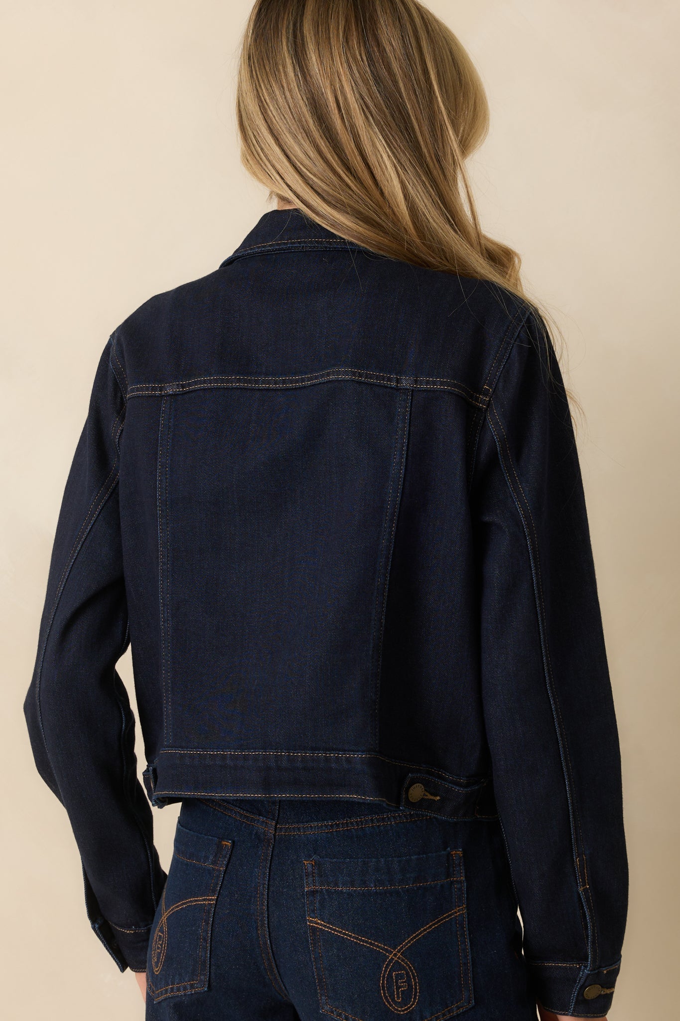 Let's Get This Straight Dark Wash Denim Cropped Jacket