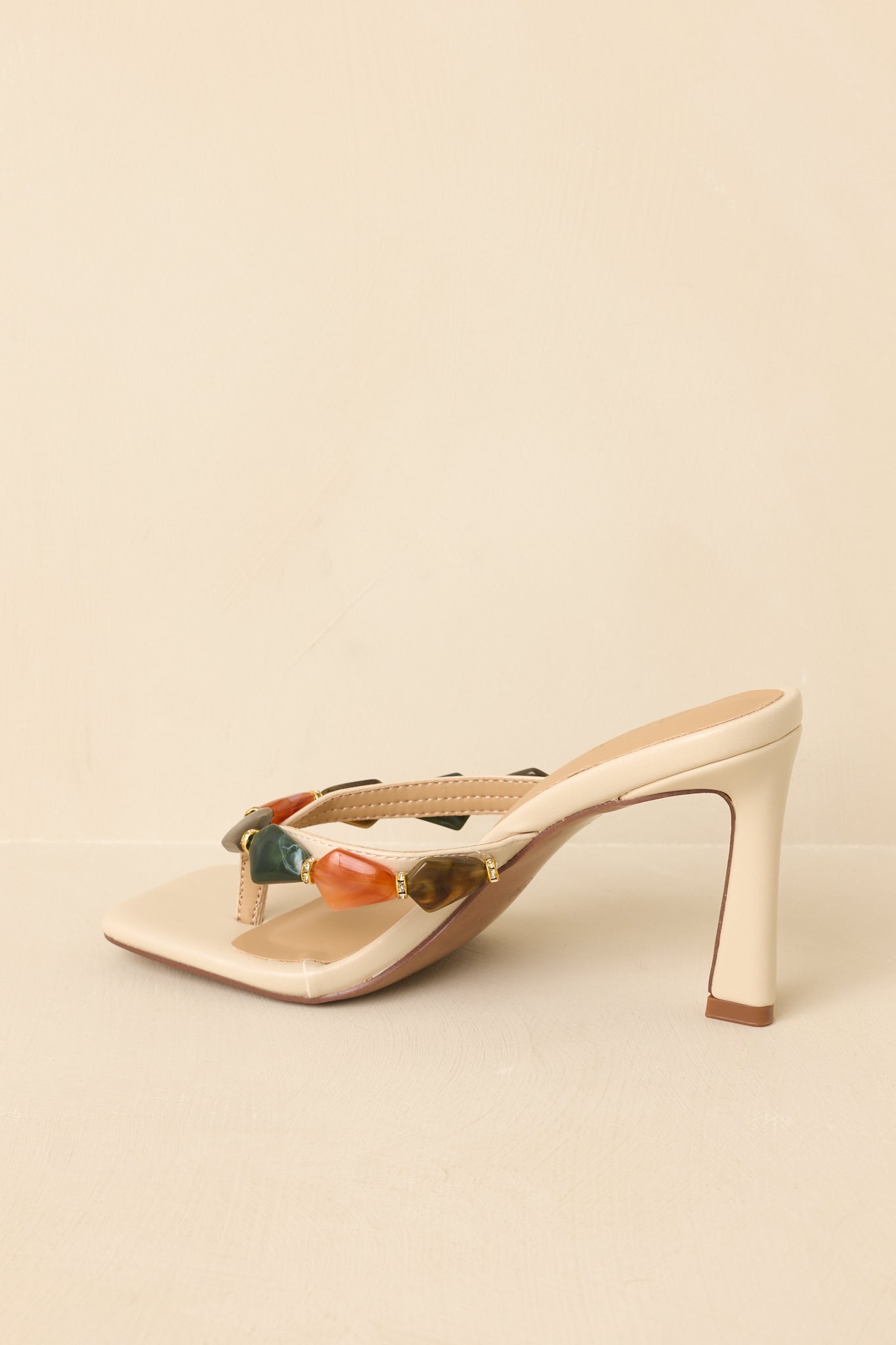 Polished with Personality Ivory Multi Stone Heeled Sandals
