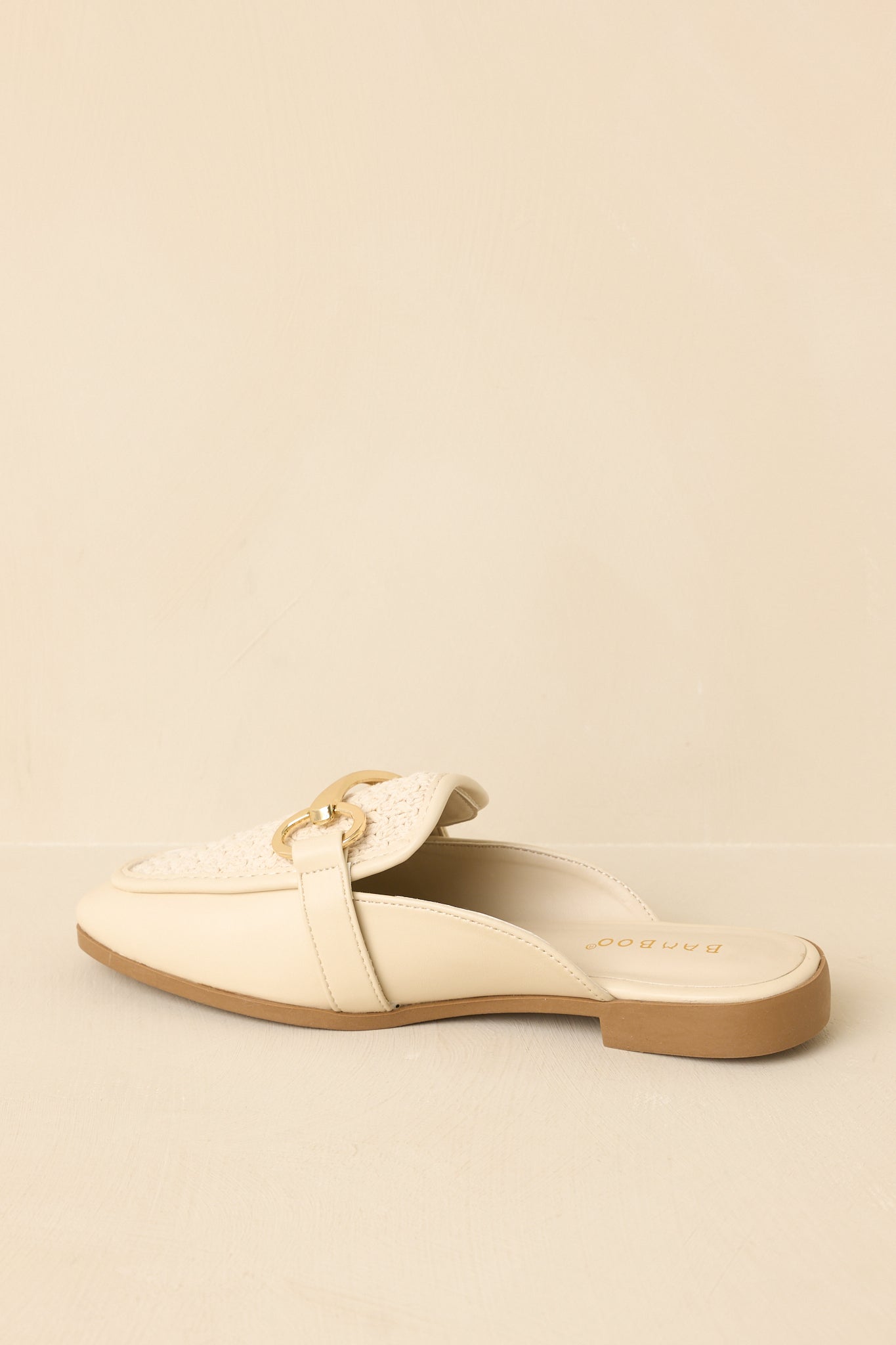 Easy Elegance Ivory Woven Faux Leather Mule Loafers