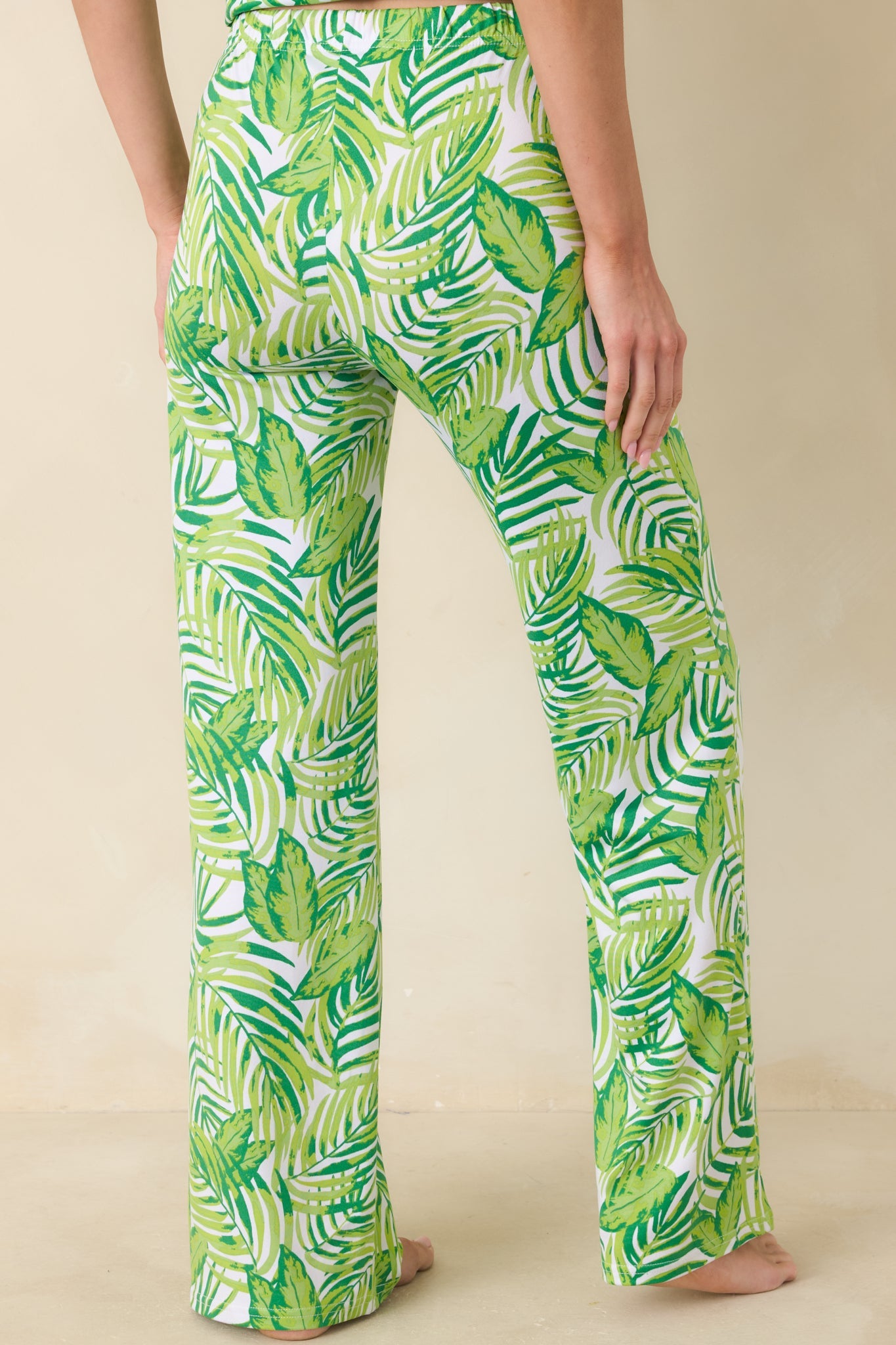 Leaf It to Me Green Leaf Print Drawstring Pajama Pants