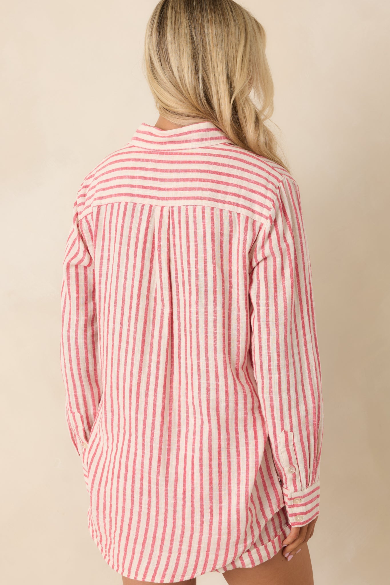 Z Supply Saturdays Red Stripe Cotton Gauze Shirt
