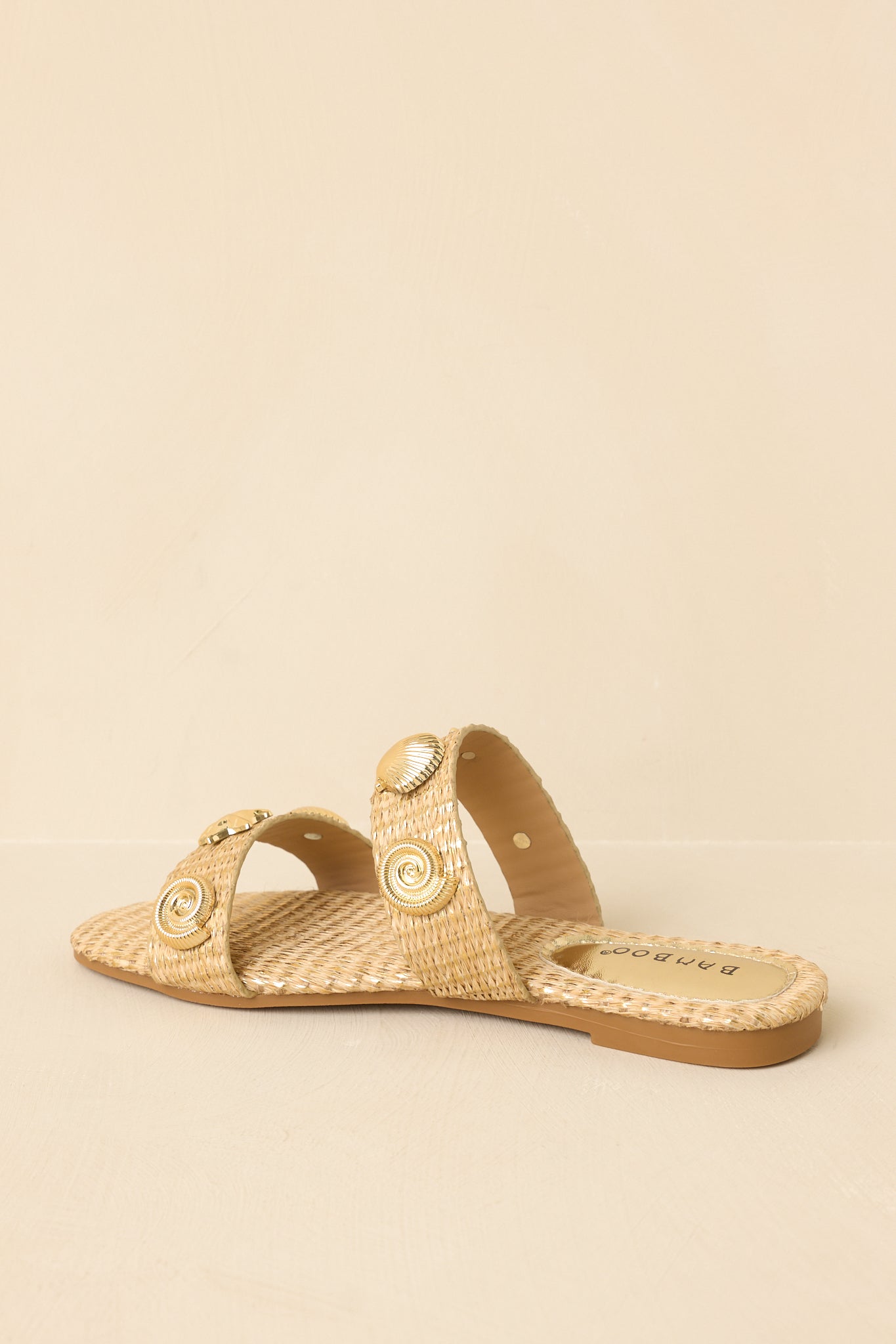 Stay by the Sea Gold Raffia Slip-On Sandals