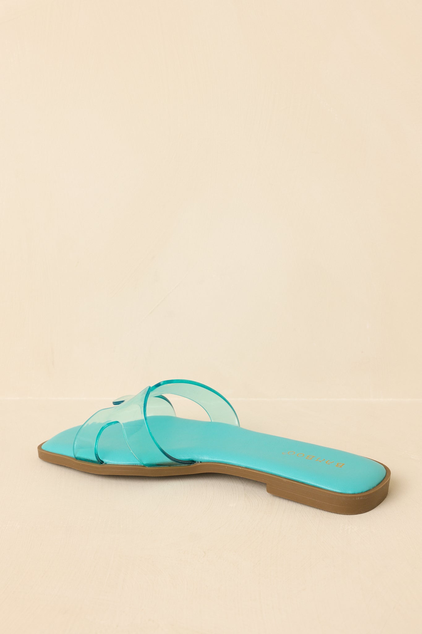Clear the Way Teal Transparent Strap Slide Sandals