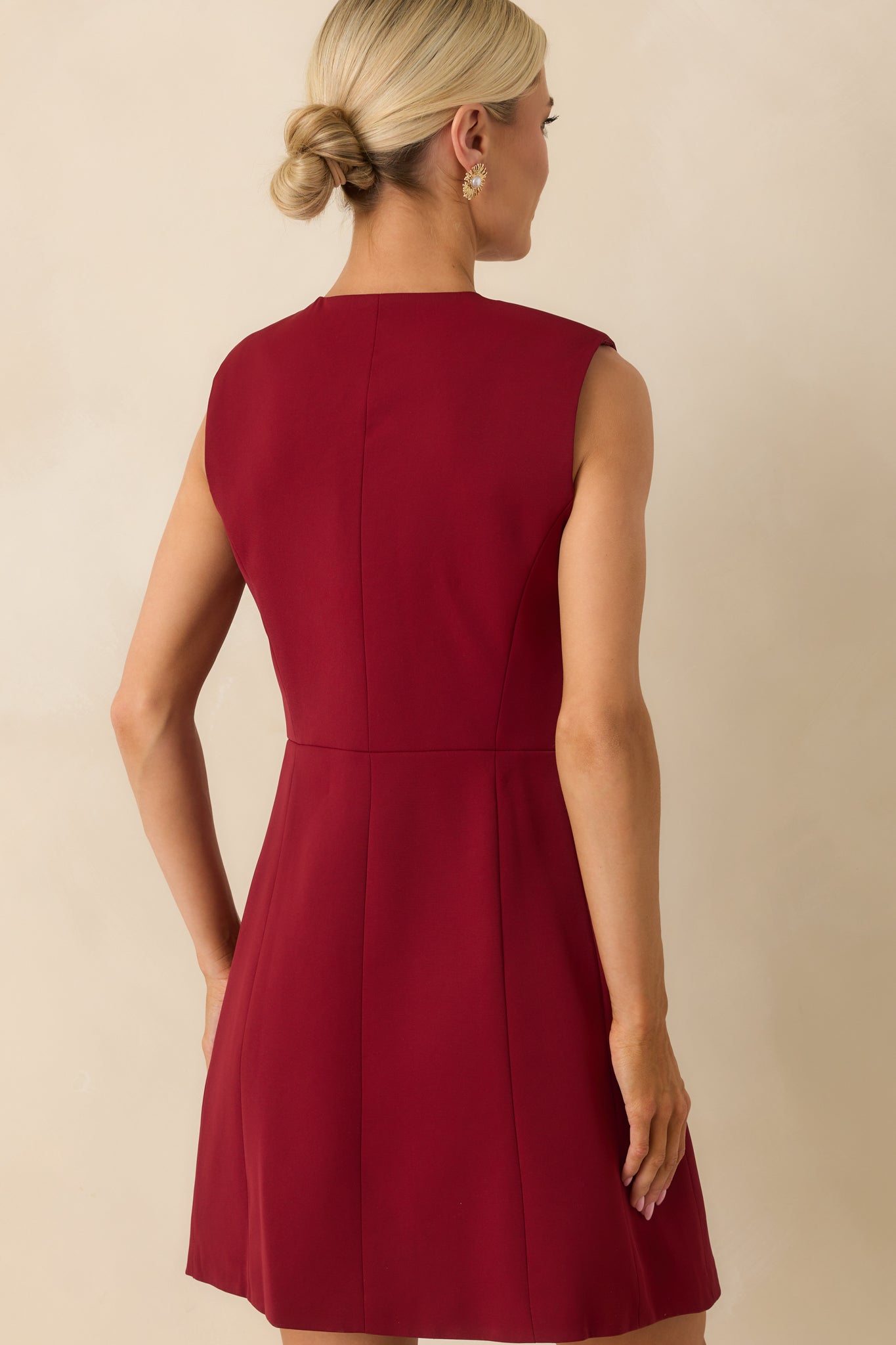Whatever She Wants Burgundy Sleeveless Tailored Mini Dress