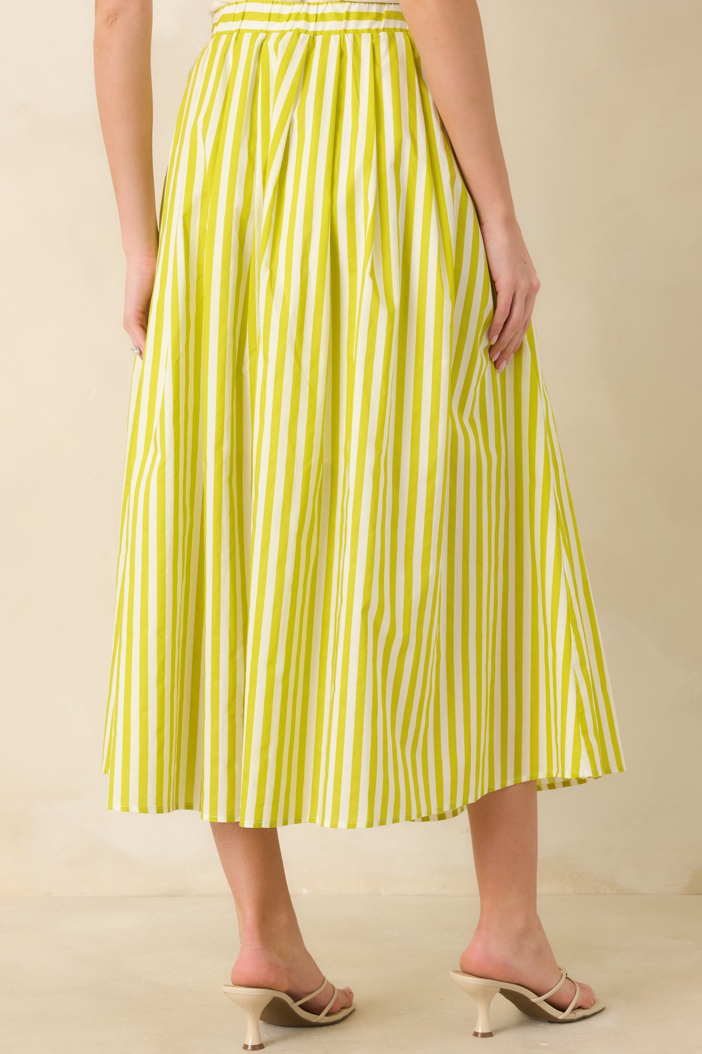 Making Moves Chartreuse Green Stripe Cotton Maxi Skirt