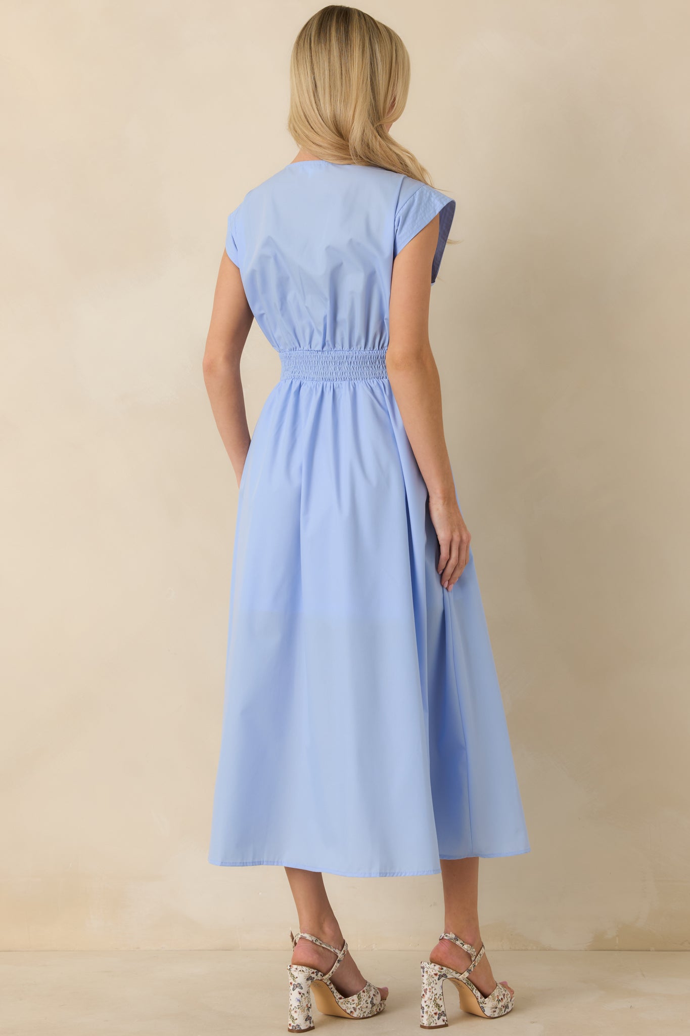 The Adeline Light Blue Zip Up Midi Dress