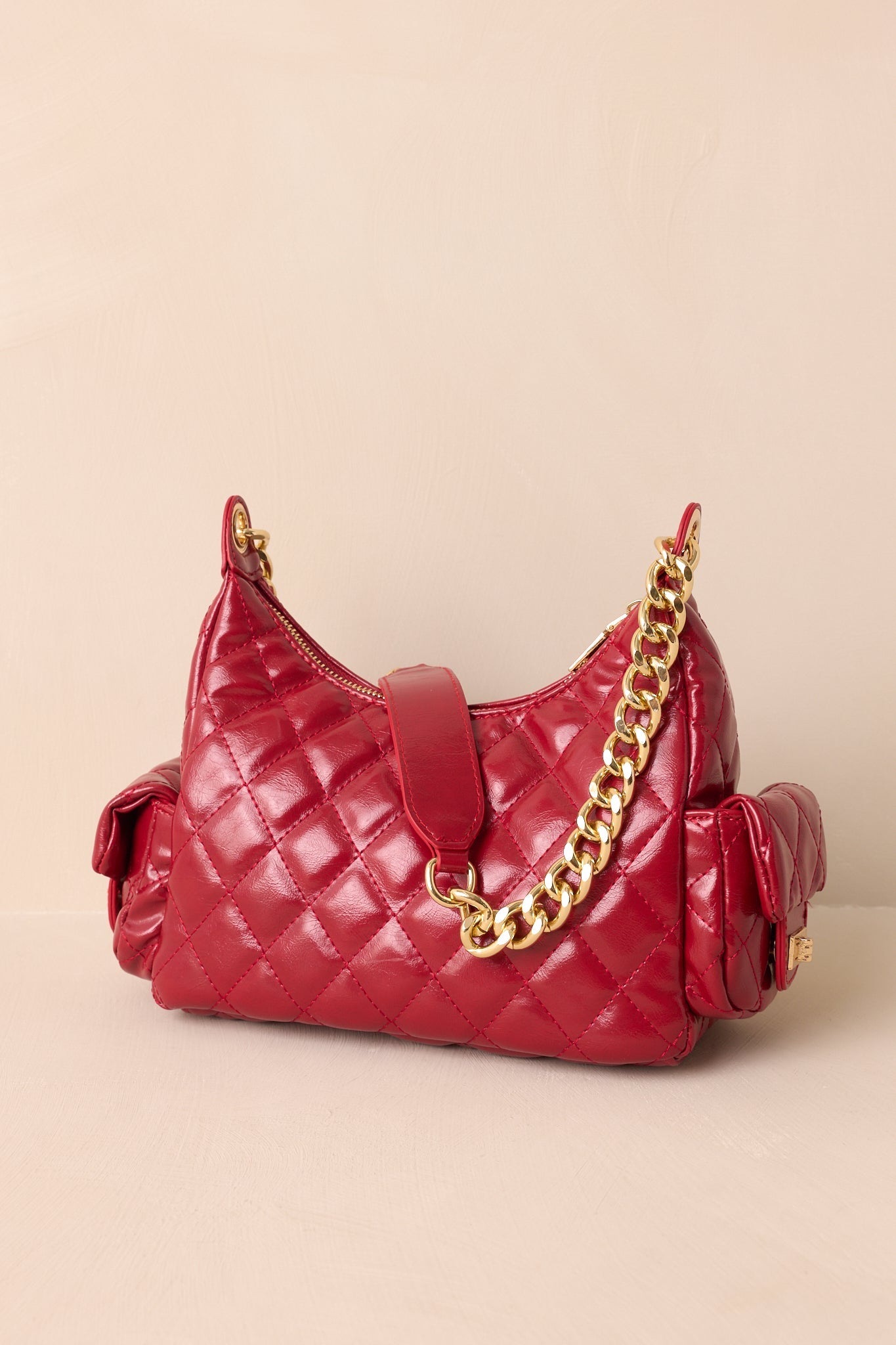 Little Something Extra Red Faux Leather Quilted Handbag