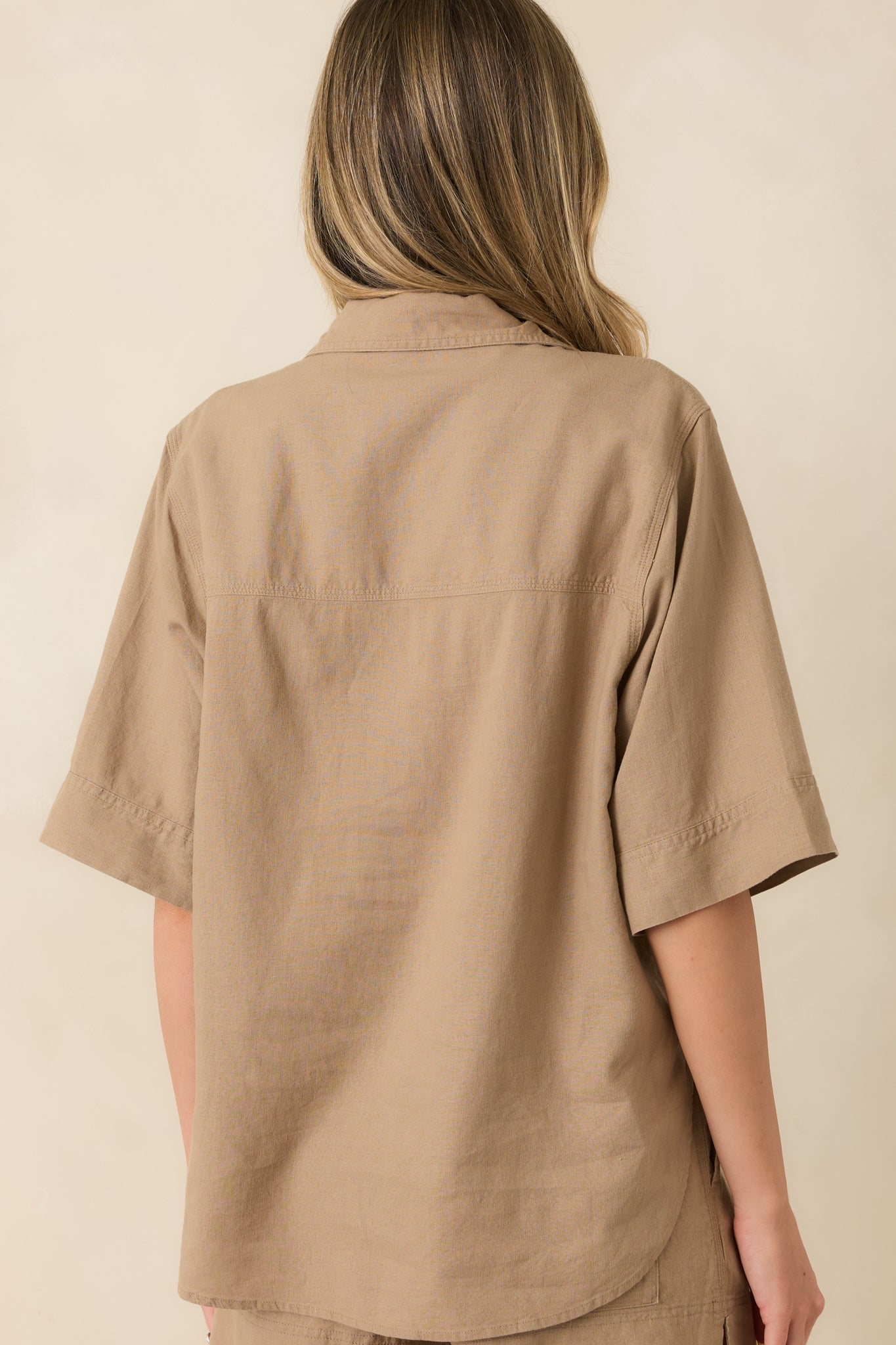 Z Supply Expedition Taro Brown Linen Button Up Top
