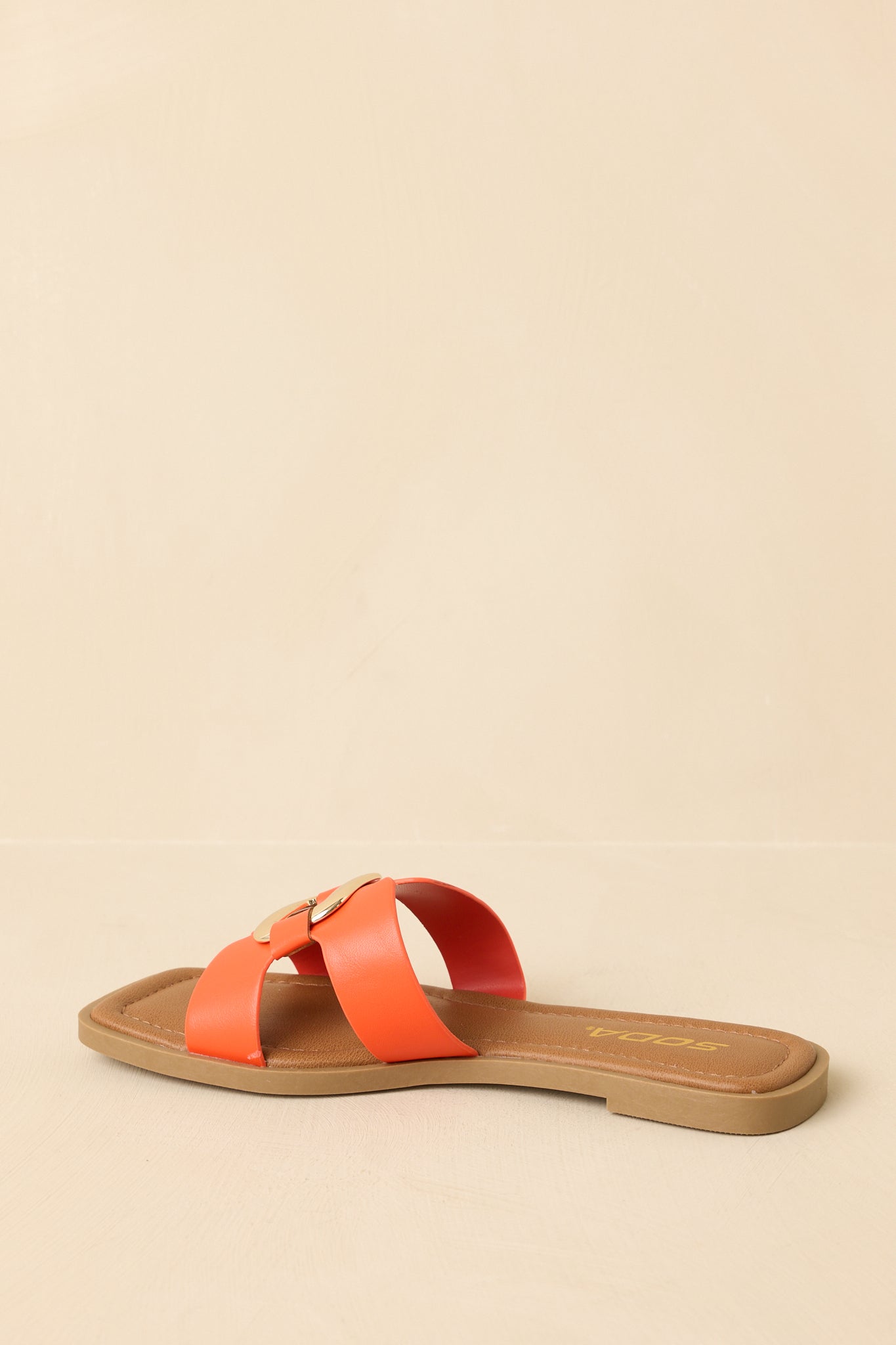 Time After Time Orange Faux Leather Sandals