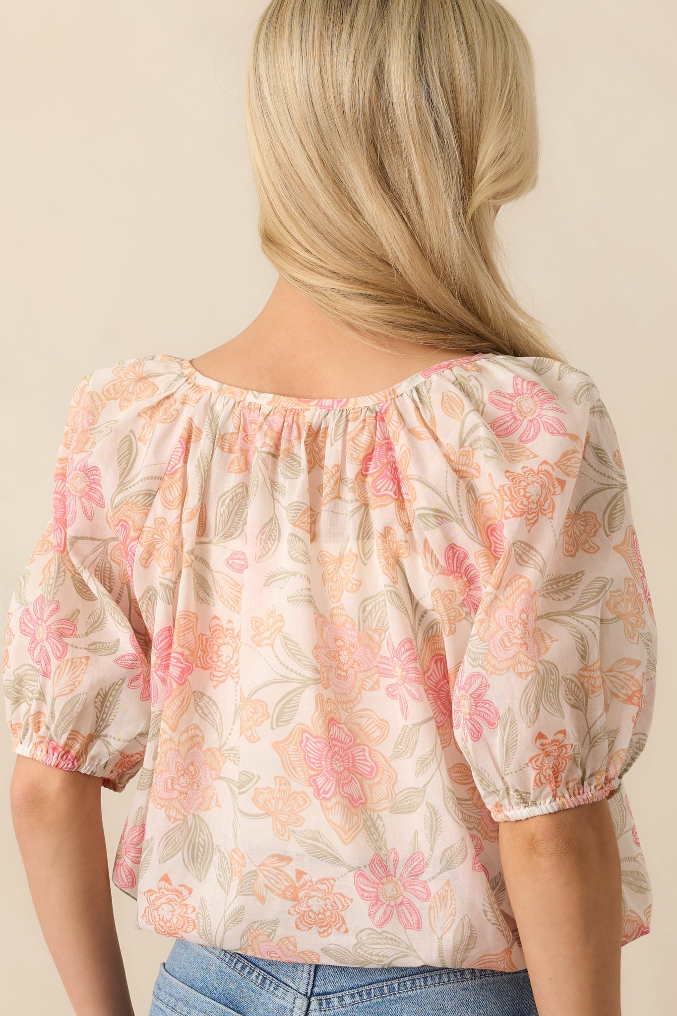 All Good Signs Pink Floral Print Cotton Button Front Top