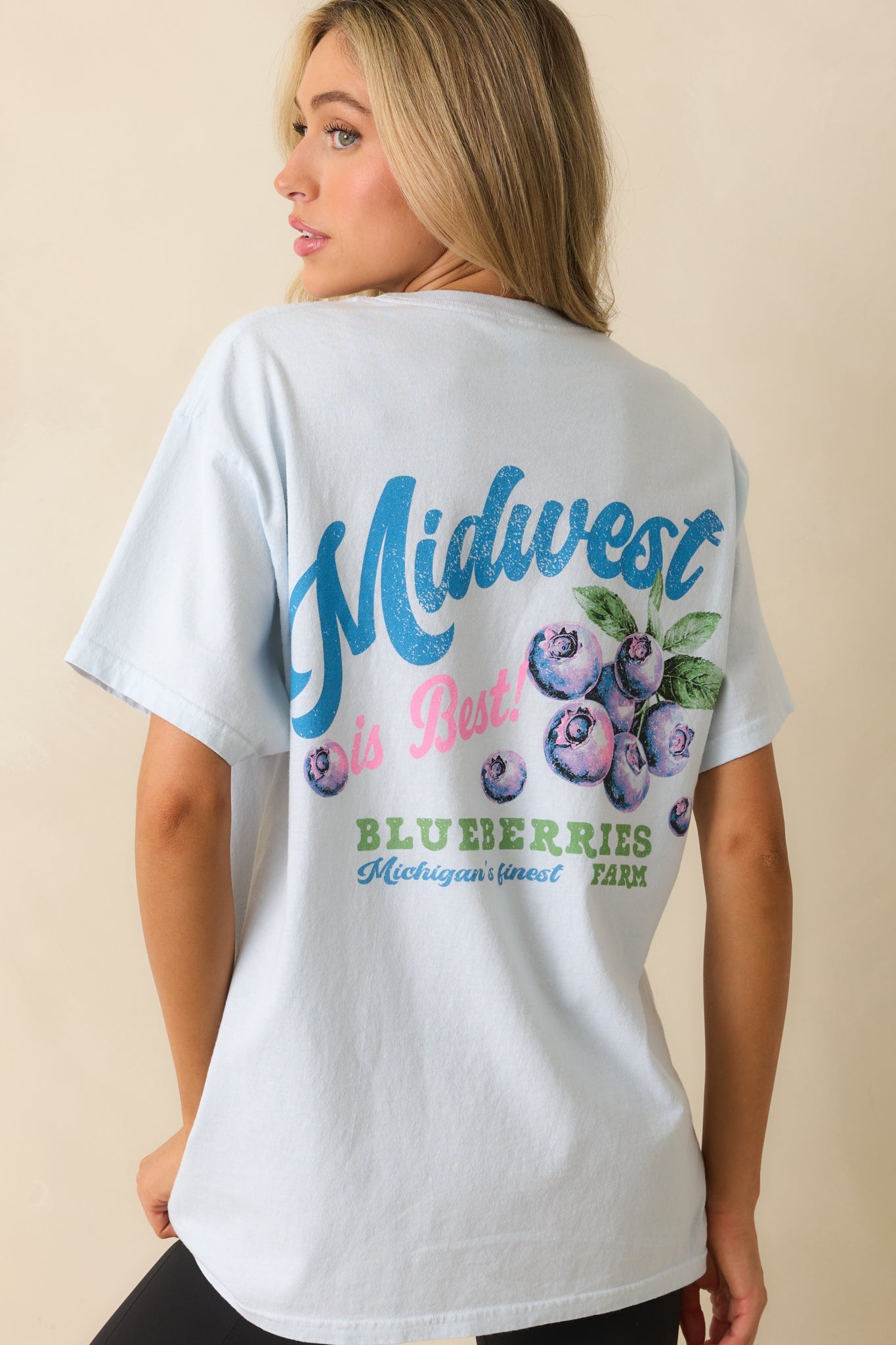 Midwest Is Best Sky Blue Cotton Blueberry Graphic Tee
