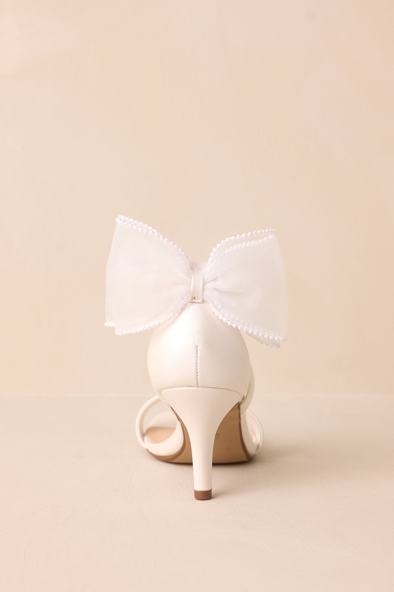Follow Your Heart Ivory Satin Bow Back Kitten Heels