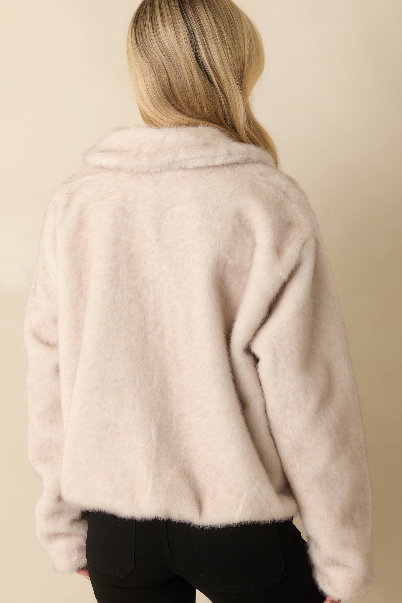 Z Supply Ivory Amethyst Faux Fur Jacket