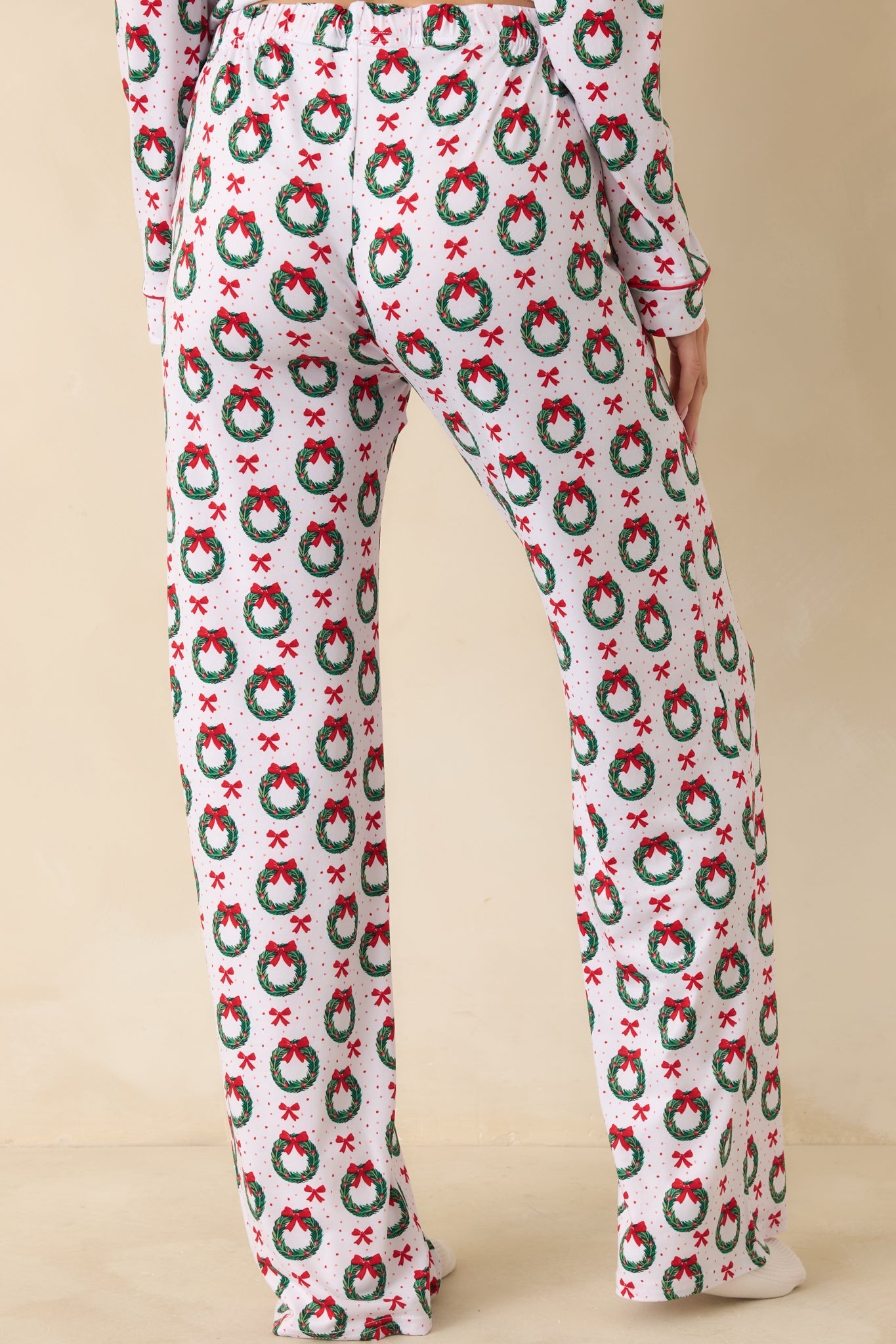 The Merriest Thing White Multi Wreath Pajama Pants