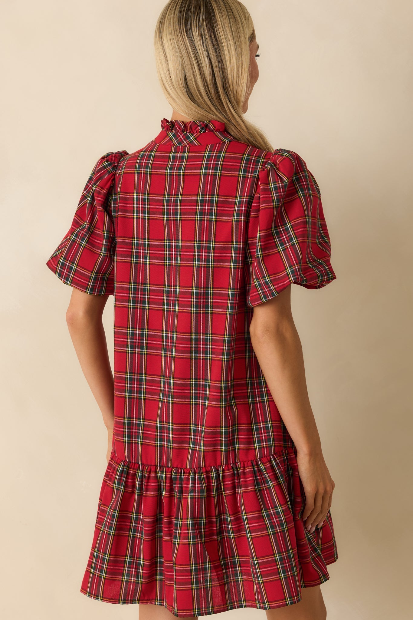 Wrapped in Cheer Red Plaid Mini Dress