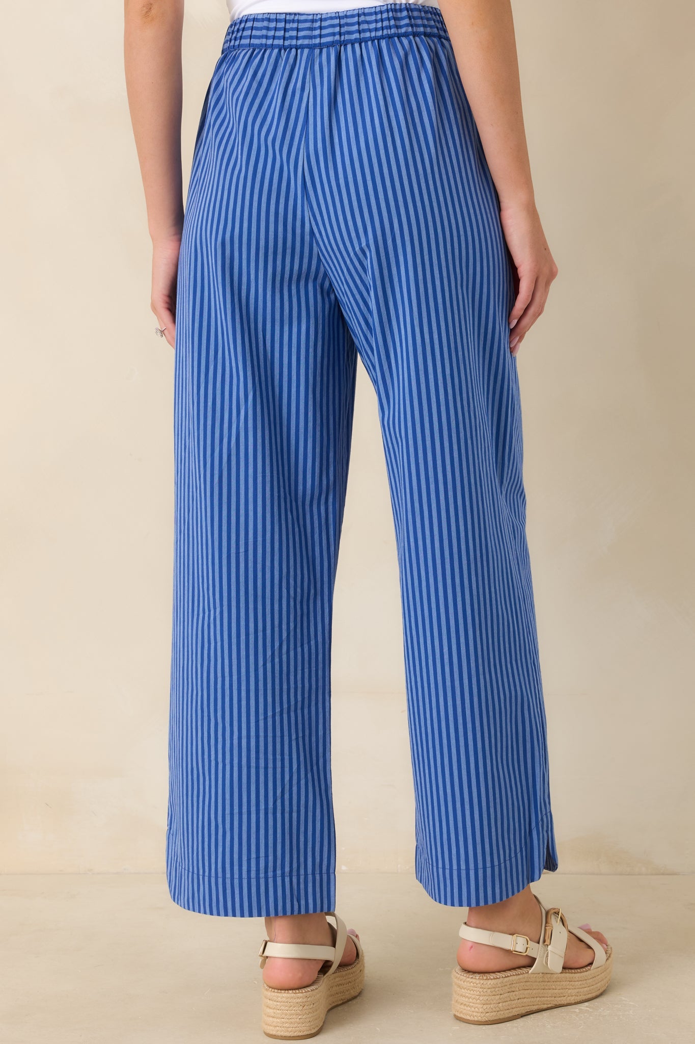 FRNCH Annunziata Electric Blue Cotton Stripe Pants
